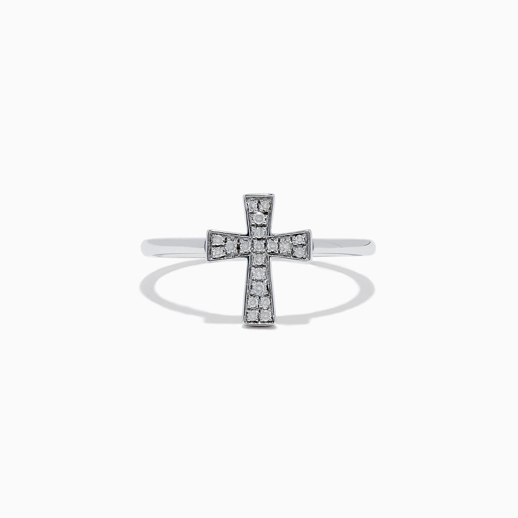 Effy 925 Sterling Silver Diamond Cross Ring