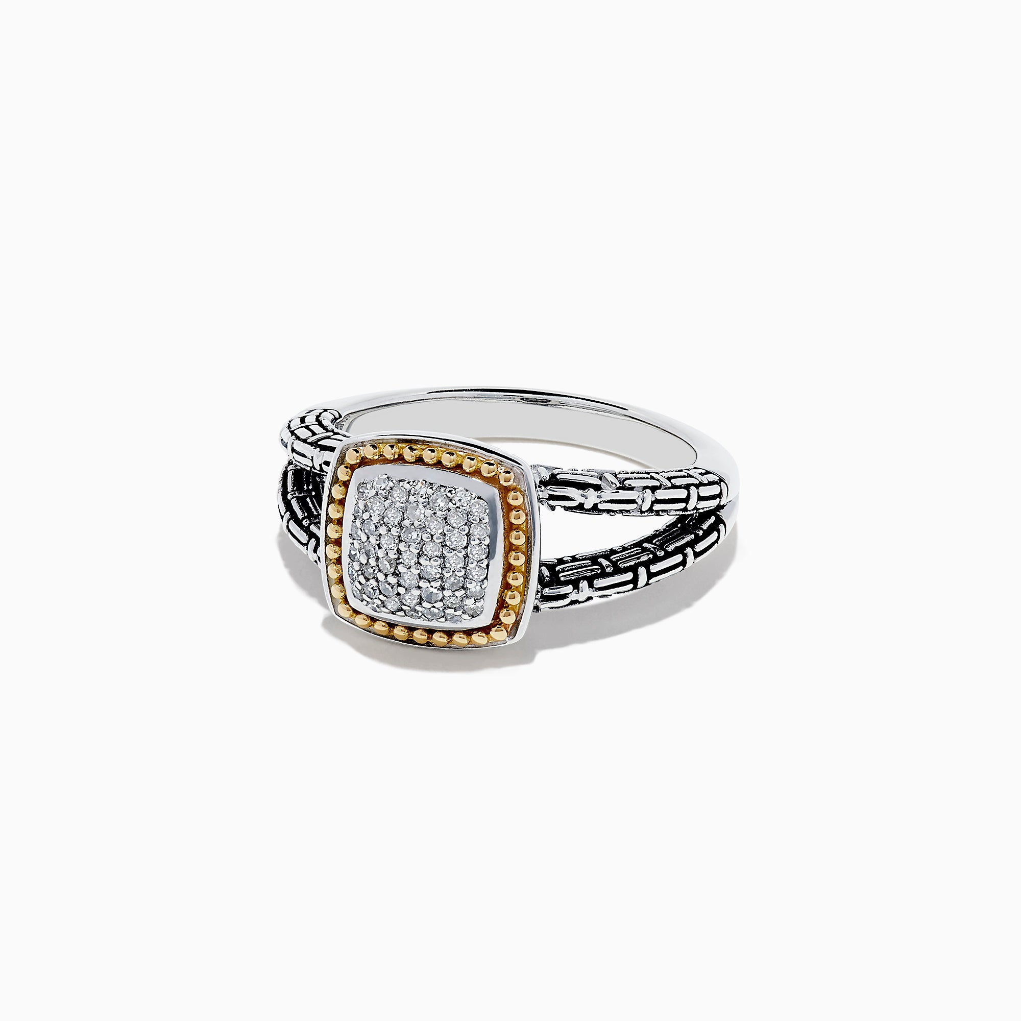 Effy 925 Sterling Silver & 18K Gold Diamond Split Band Ring, 0.18 TCW