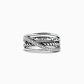 The 925 Sterling Silver Diamond Crossover Ring, 0.08 TCW, features multiple overlapping bands—one adorned with sparkling diamonds—shown on a plain white background.