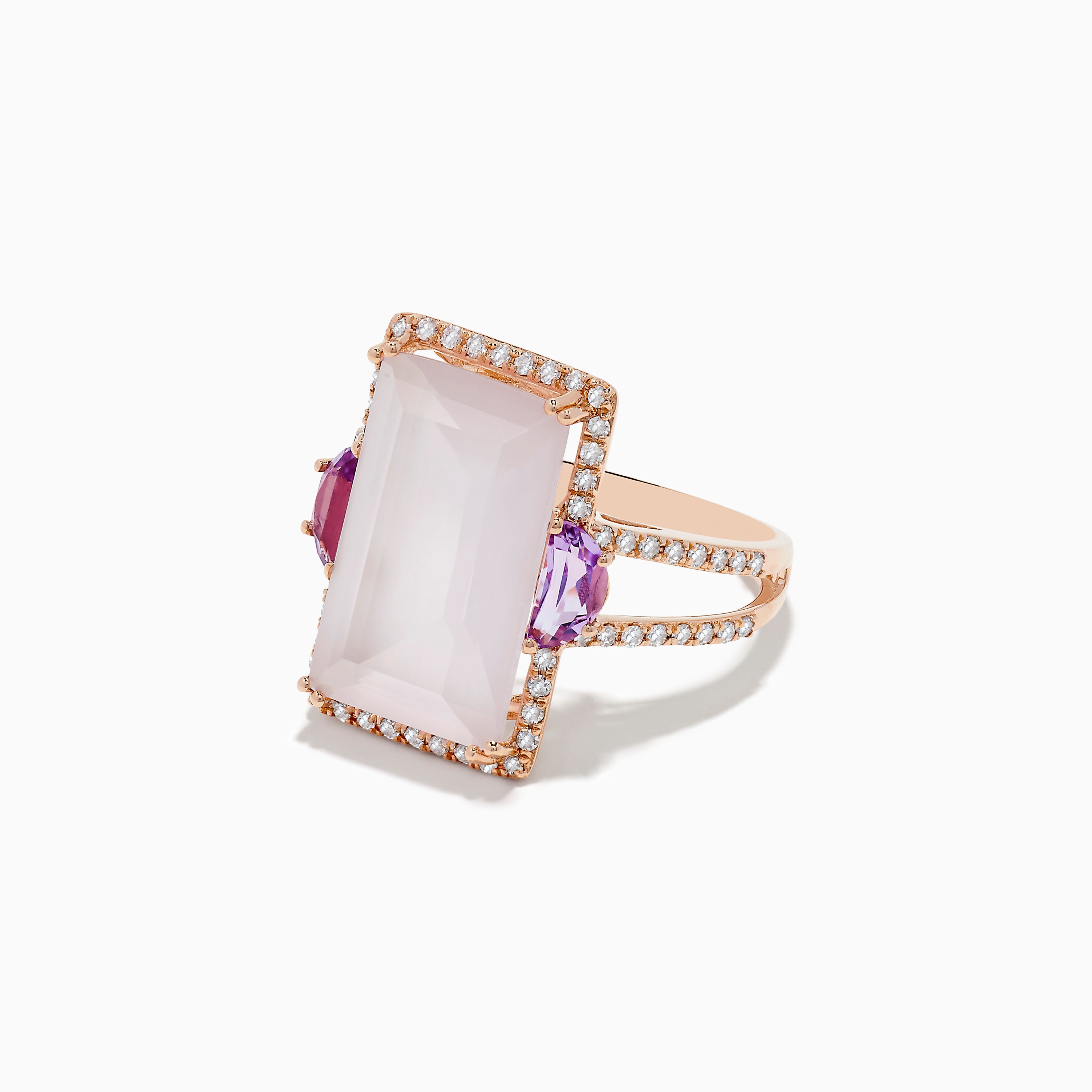 Effy 14K Rose Gold Pink Rose Quartz, Pink Amethyst and Diamond Ring