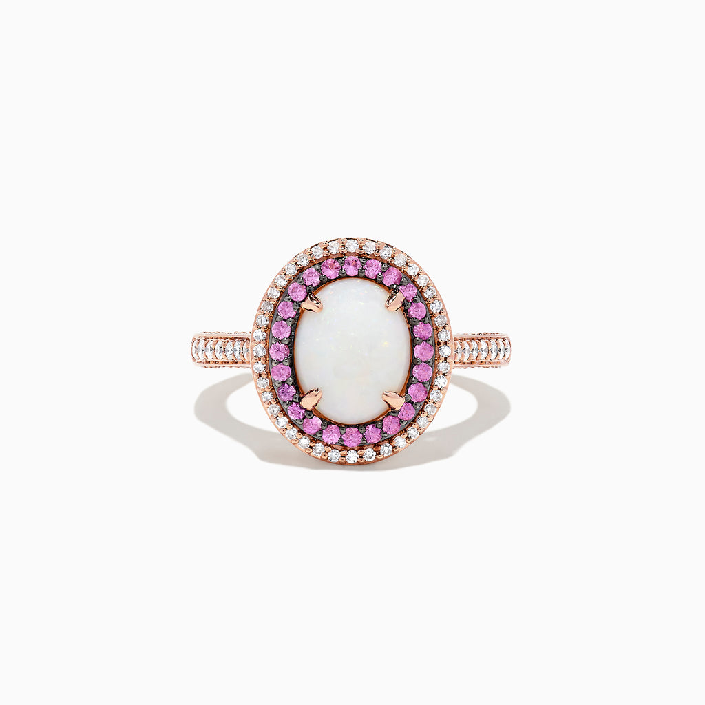 Effy 14K Rose Gold Opal, Pink Sapphire and Diamond Ring, 2.20 TCW