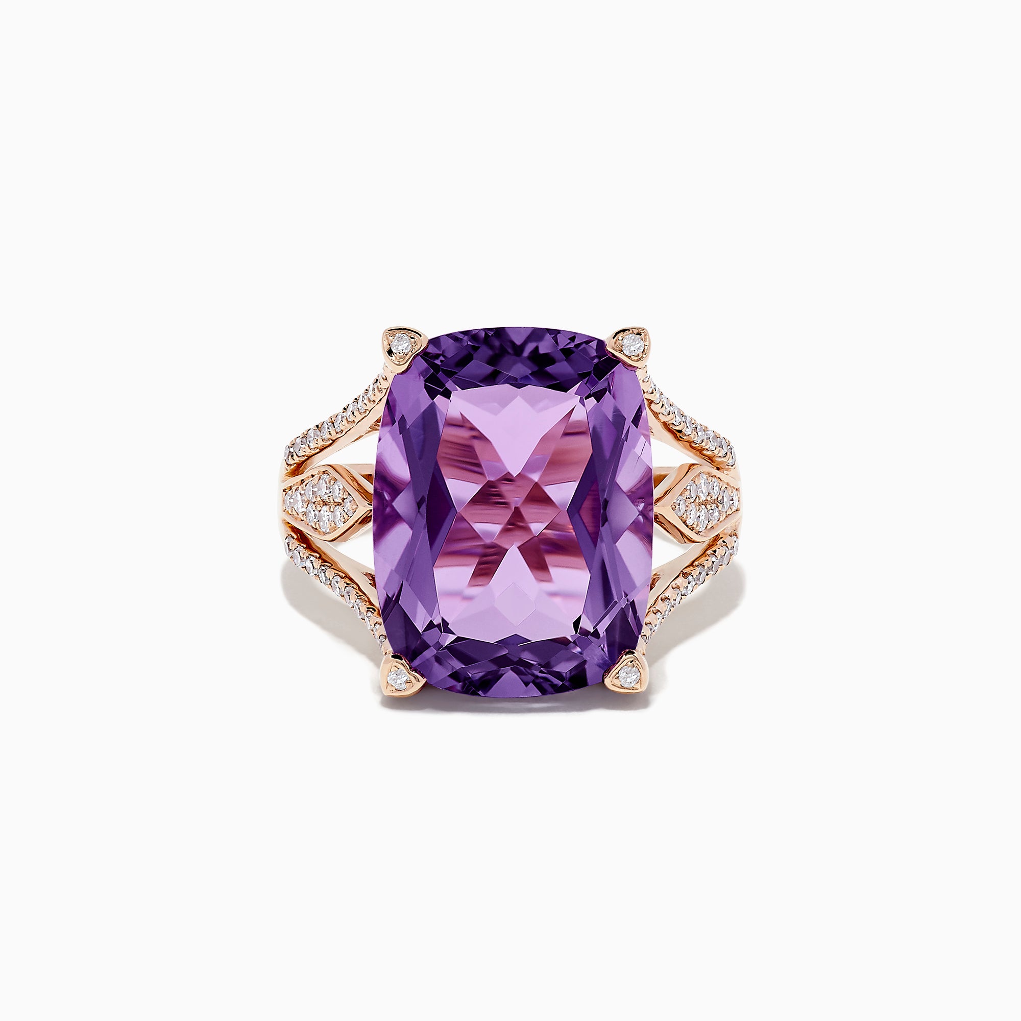 Effy 14K Rose Gold Amethyst and Diamond Cocktail Ring, 9.86 TCW