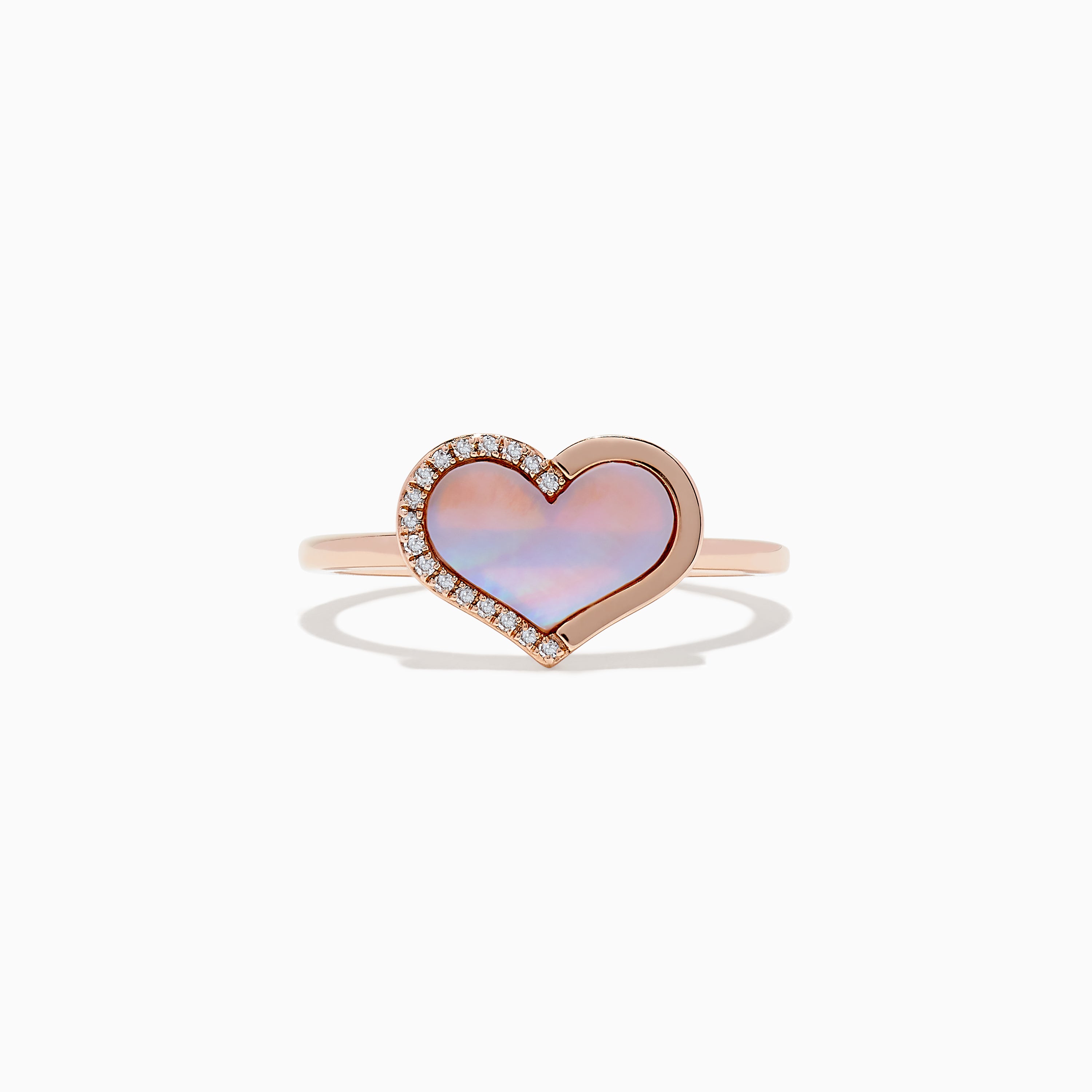 Effy 14K Rose Gold Mother of Pearl and Diamond Heart Ring, 0.04 TCW 