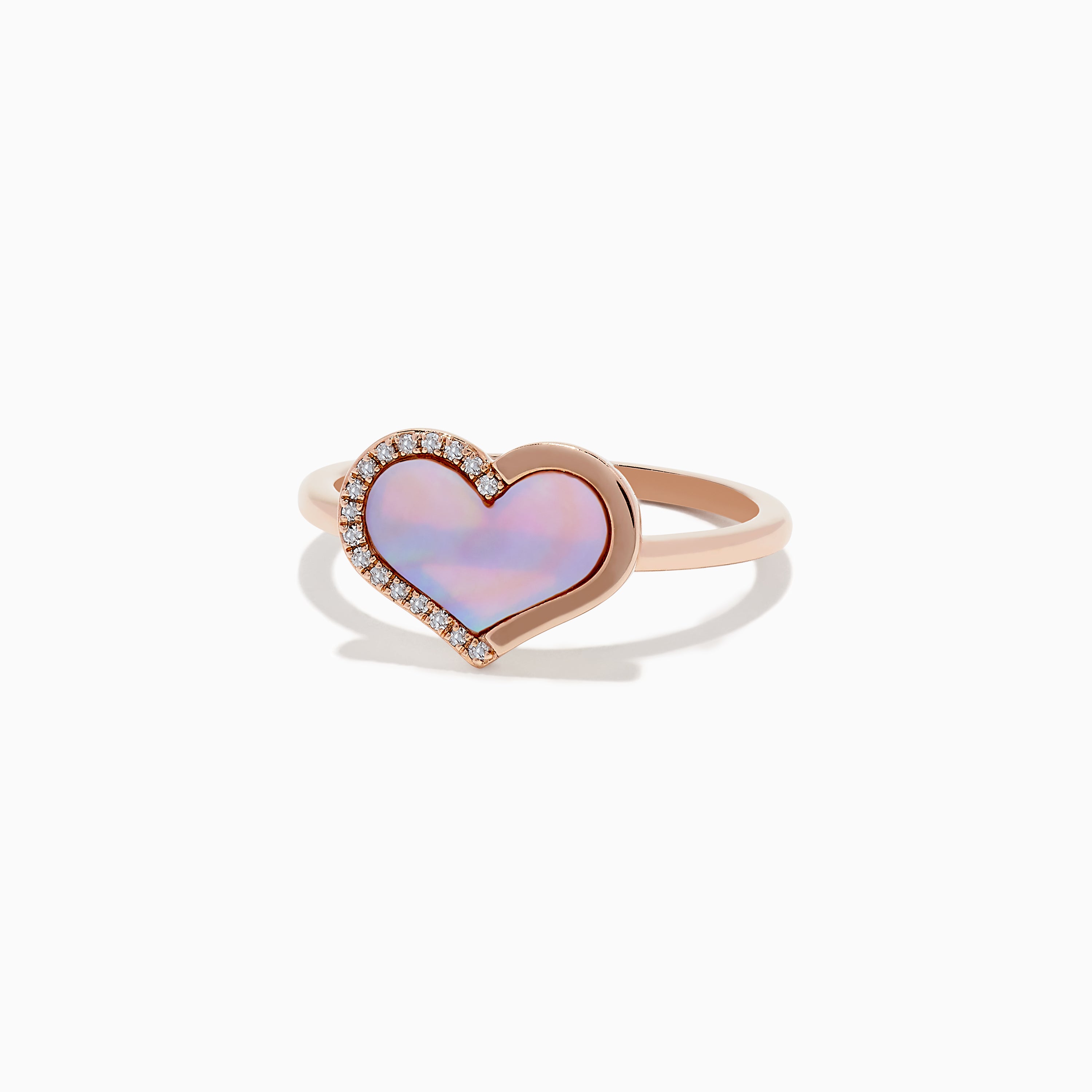 Effy 14K Rose Gold Mother of Pearl and Diamond Heart Ring, 0.04 TCW