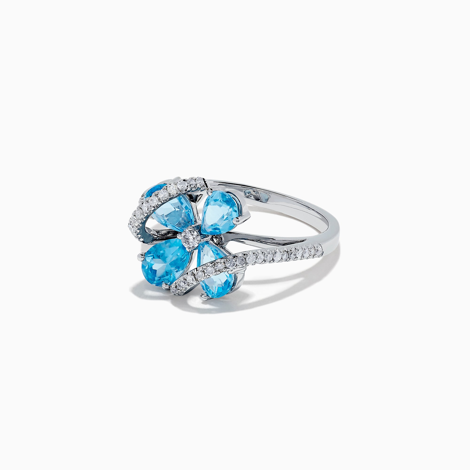 Effy Ocean Bleu 14K White Gold Blue Topaz and Diamond Ring, 1.88 TCW