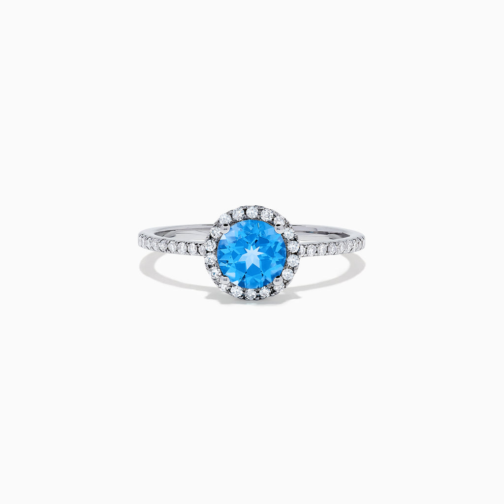 Effy Ocean Bleu 14K White Gold Blue Topaz and Diamond Ring, 1.12 TCW