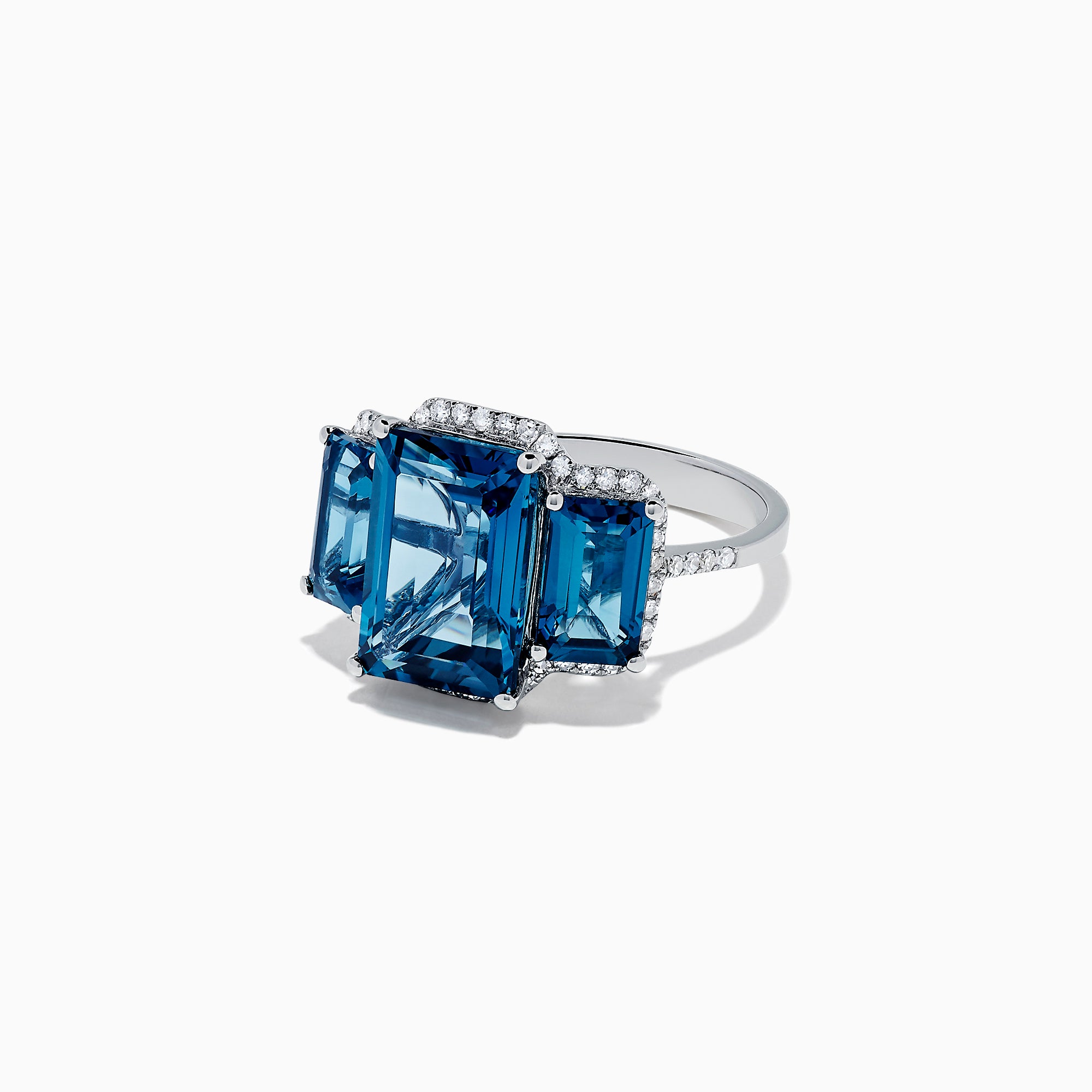 Effy Ocean Bleu 14K White Gold London Blue Topaz and Diamond Ring, 8.72 TCW