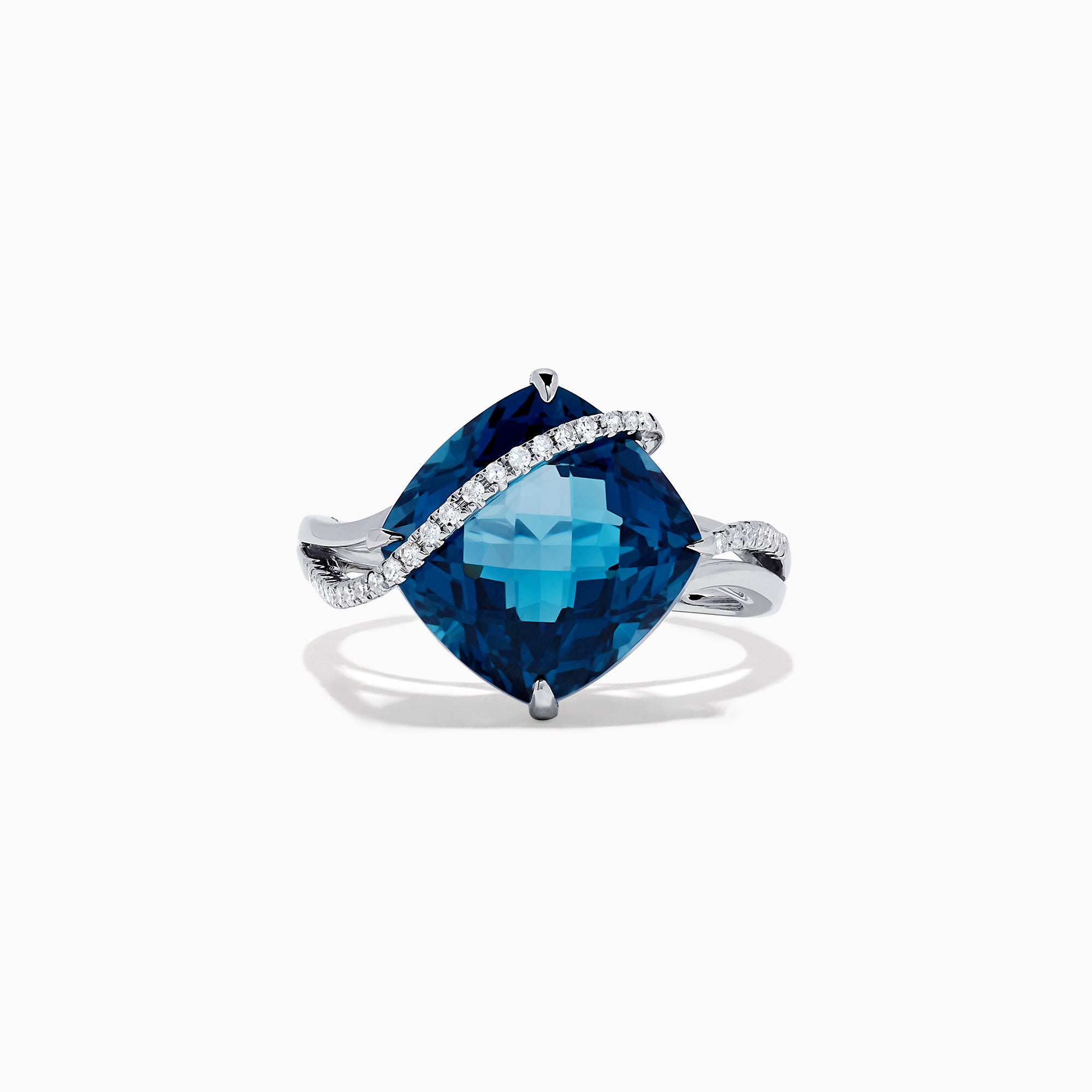 Effy Ocean Bleu 14K White Gold London Blue Topaz & Diamond Ring, 11.36 TCW