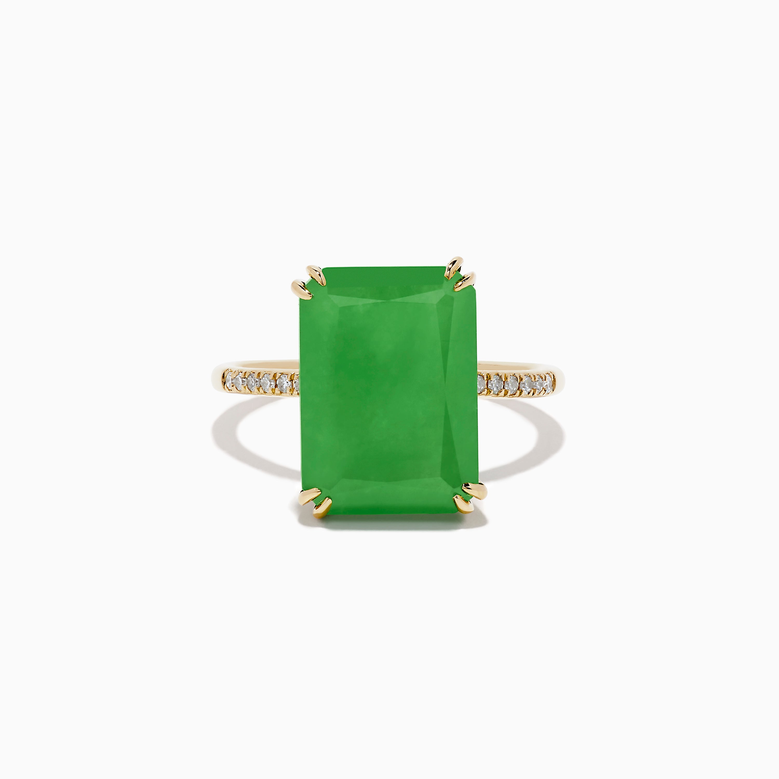 Effy 14K Yellow Gold Green Jade and Diamond Ring