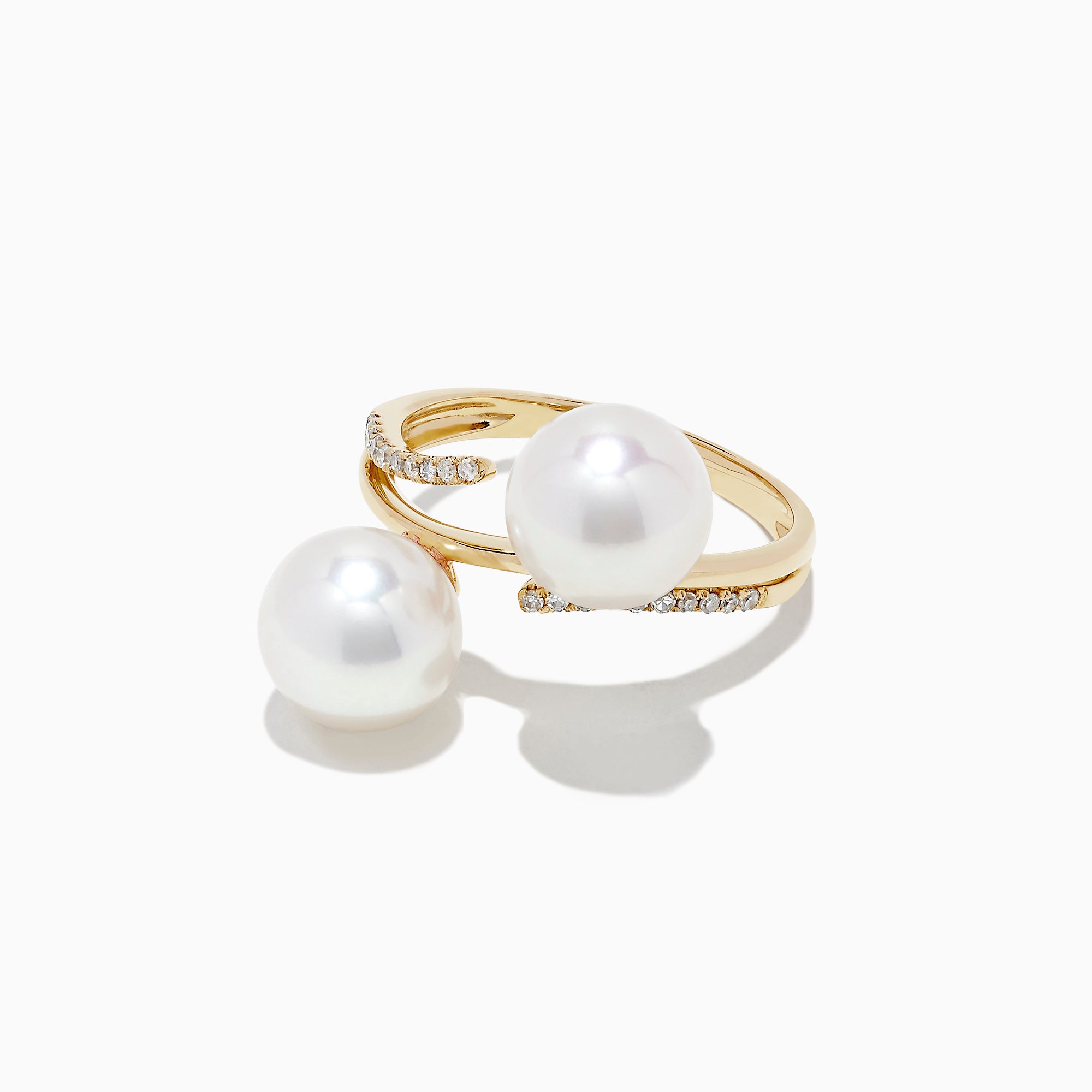 Effy 14K Yellow Gold Cultured Pearl and Diamond Ring, 0.09 TCW