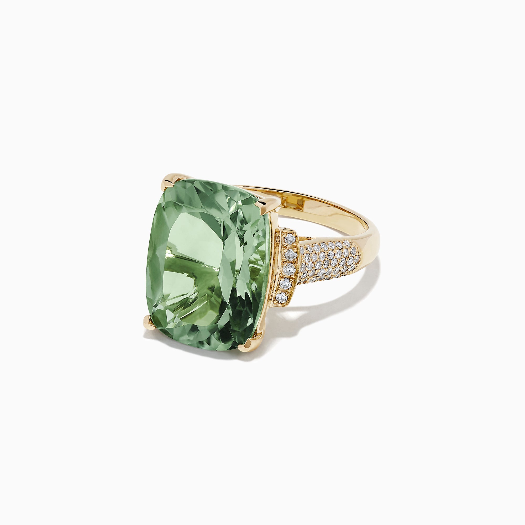Effy 14K Yellow Gold Green Amethyst and Diamond Cocktail Ring, 8.62 TCW