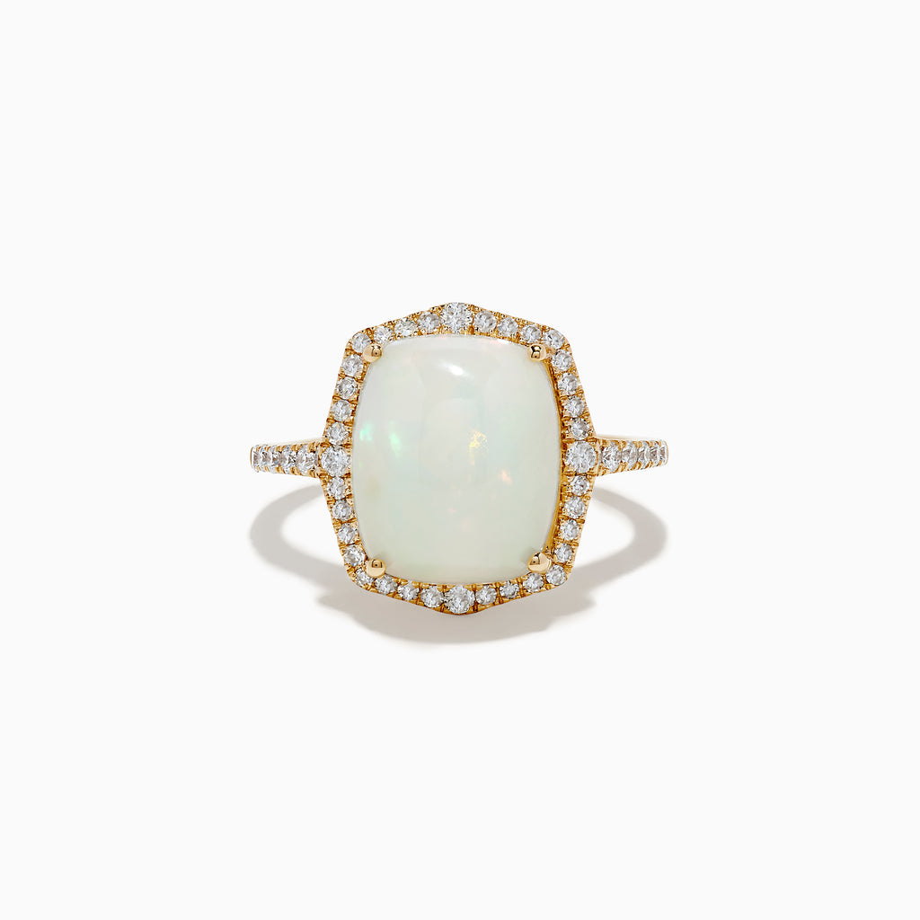 Effy Aurora 14K Yellow Gold Opal and Diamond Ring