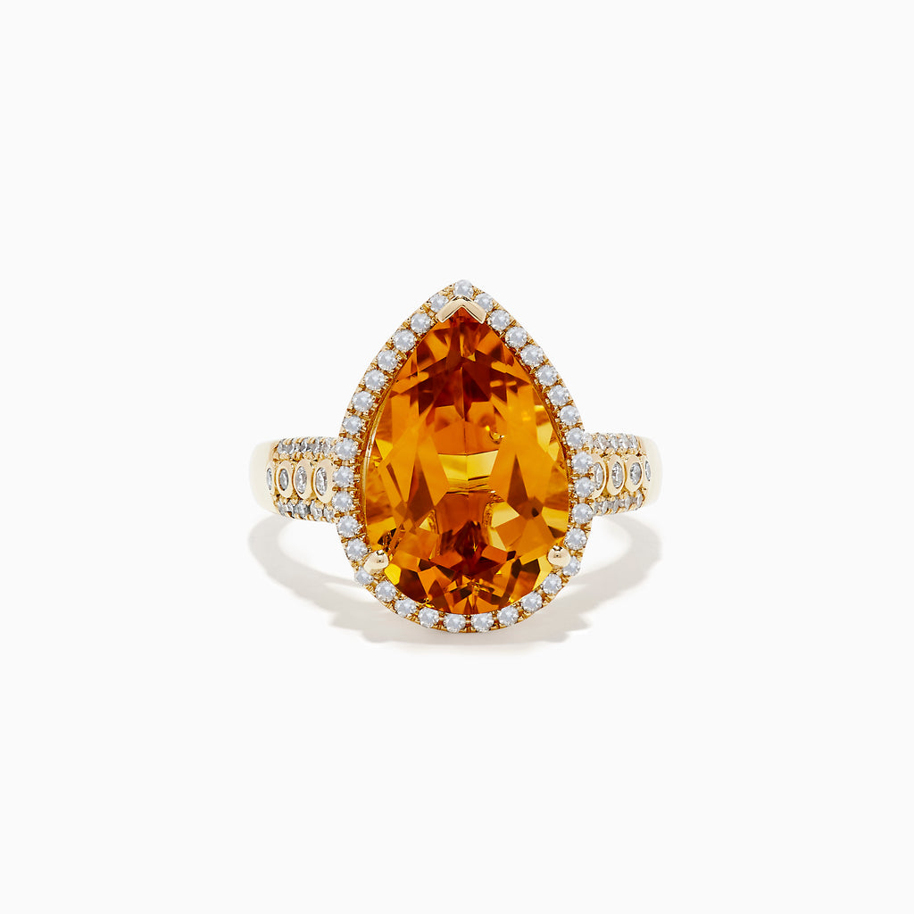 Effy Sunset 14K Yellow Gold Citrine and Diamond Ring
