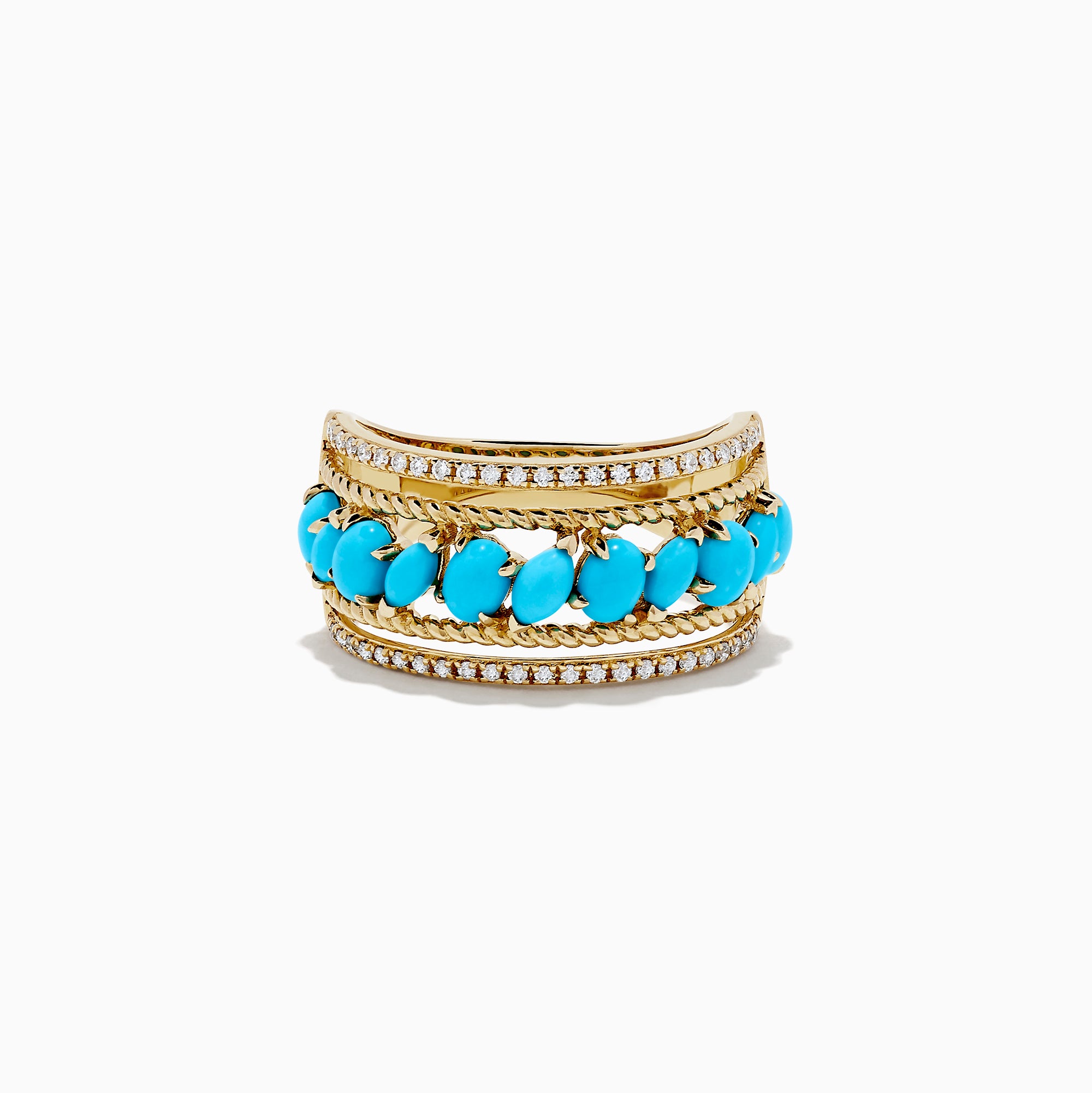 Effy 14K Yellow Gold Turquoise and Diamond Ring, 1.80 TCW
