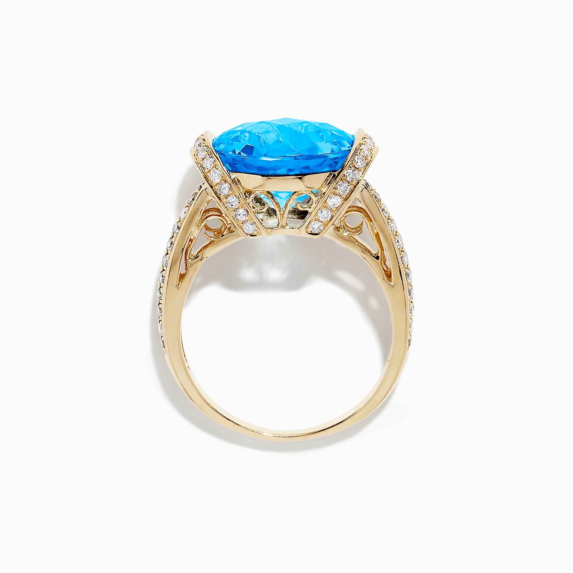 Effy Ocean Bleu 14K Yellow Gold Blue Topaz and Diamond Ring, 6.88 TCW