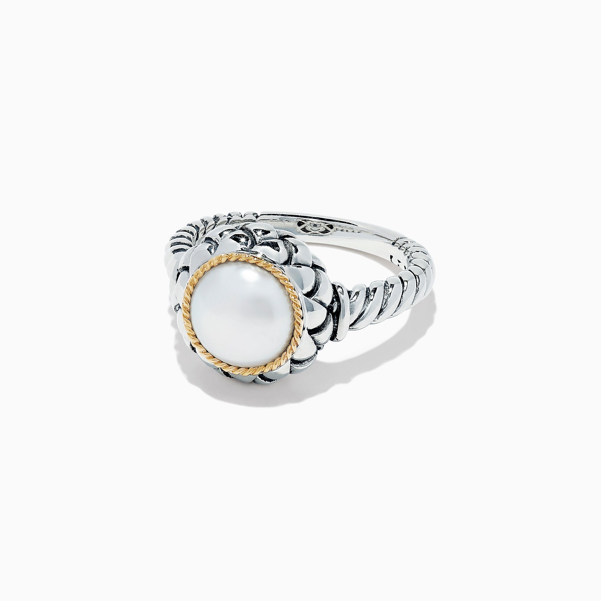 925 Sterling Silver 18K Yellow Gold Cultured Fresh Water Pearl Ring