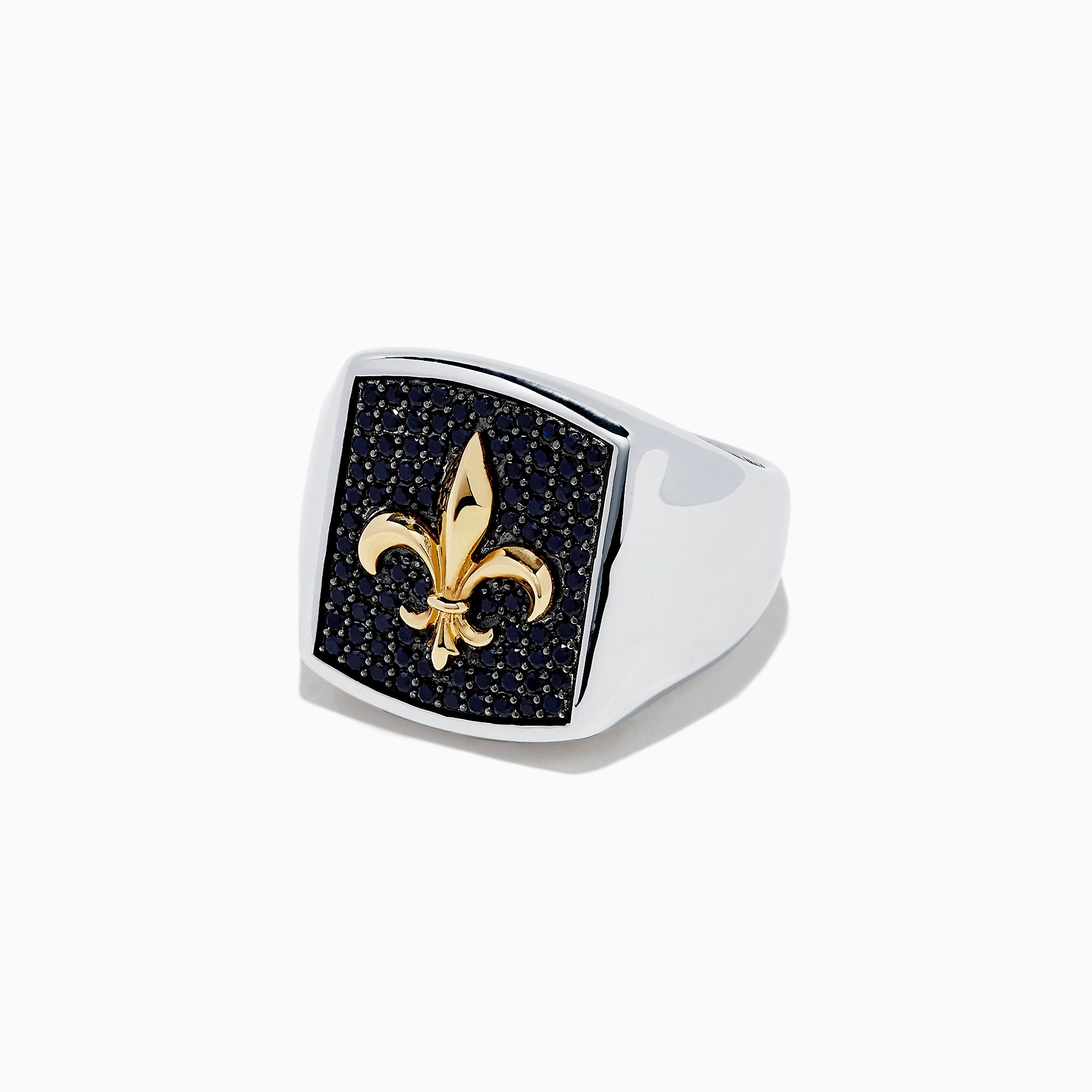 Effy Men's Silver & 18K Gold Black Sapphire Fleur-de-lis Ring, 0.95 TCW