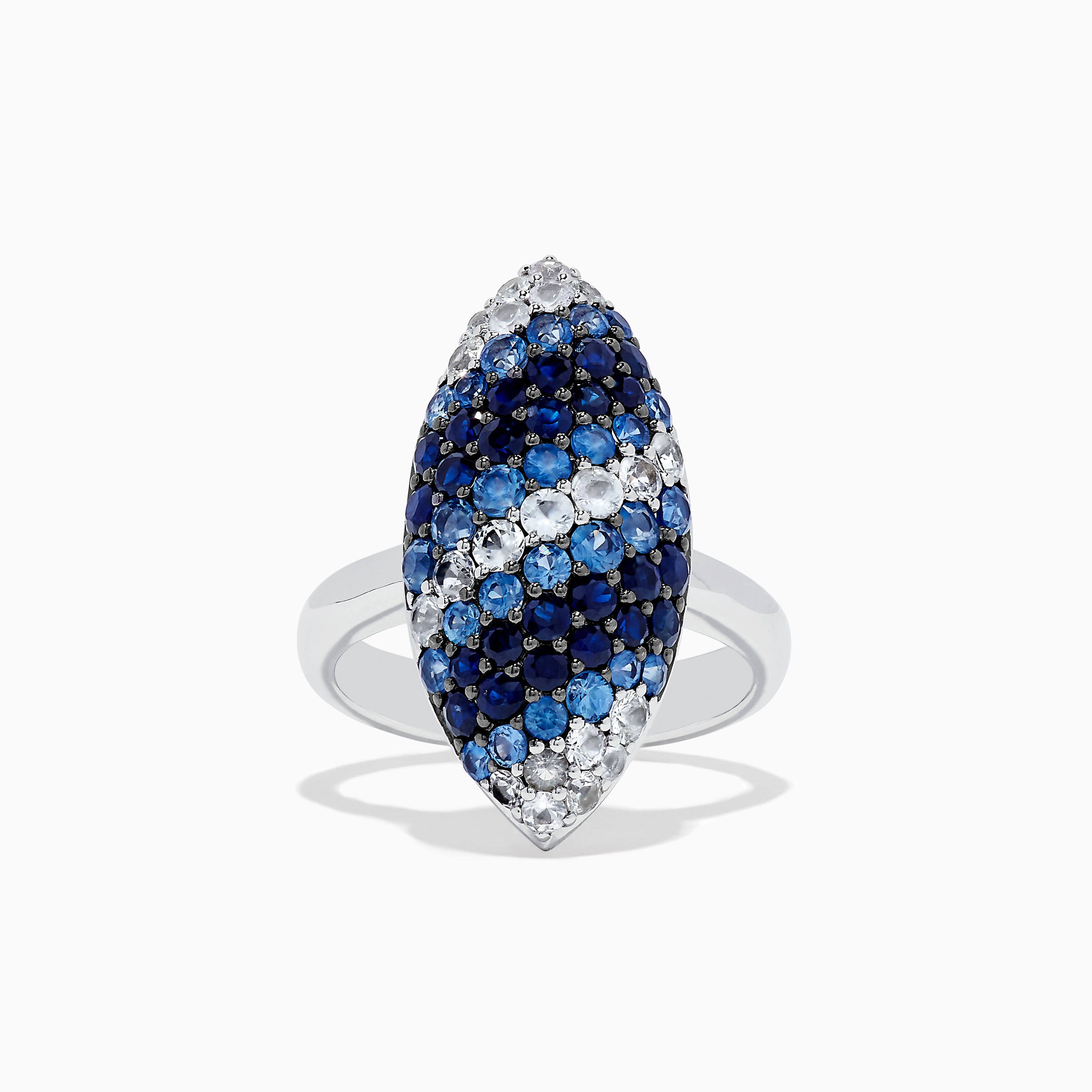 Effy Splash 925 Sterling Silver Blue and White Sapphire Ring, 3.15 TCW