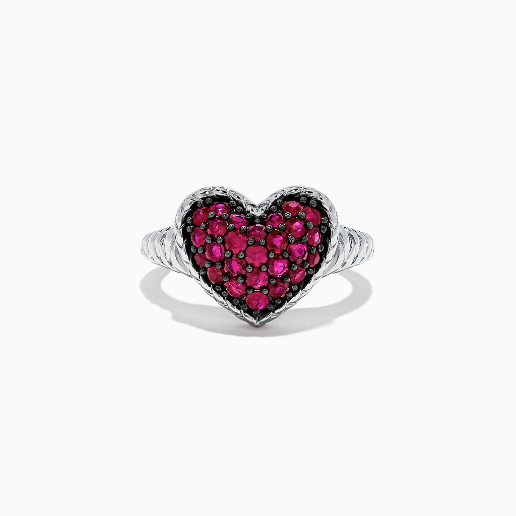 Effy 925 Sterling Silver Ruby Heart Ring, 1.02 TCW