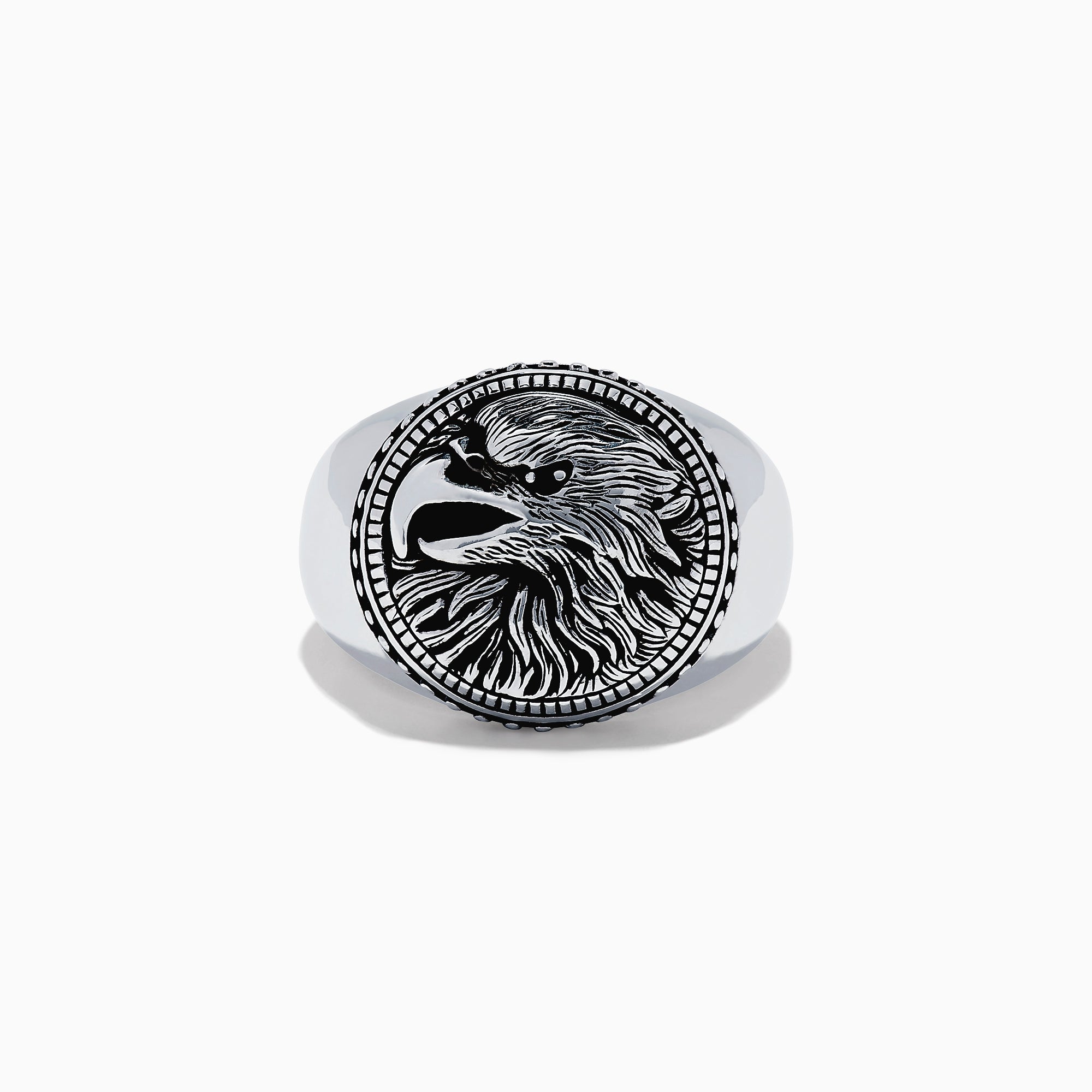 Effy Men's Sterling Silver Black Spinel Eagle Ring, 0.01 TCW