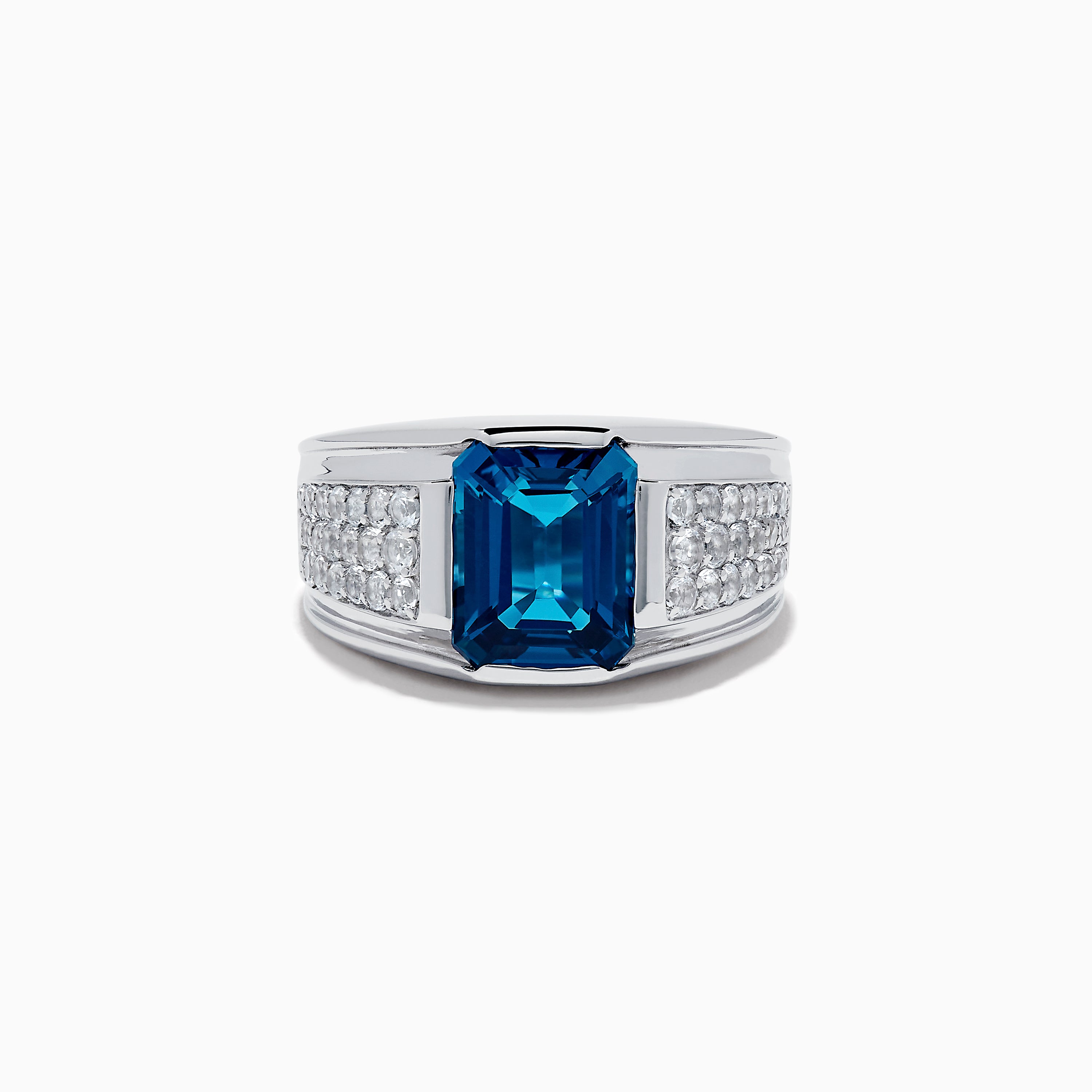 Men's 925 Sterling Silver Blue and White Topaz Ring –