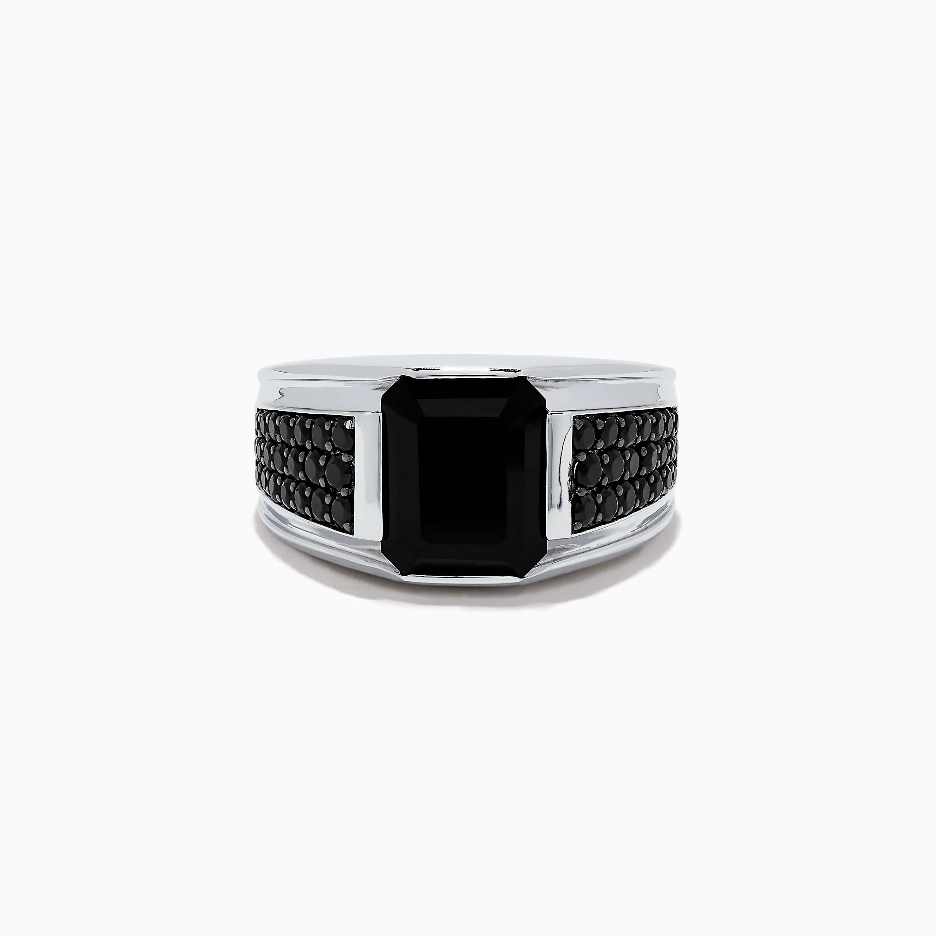 Men's 925 Sterling Silver Onyx and Black Spinel Ring