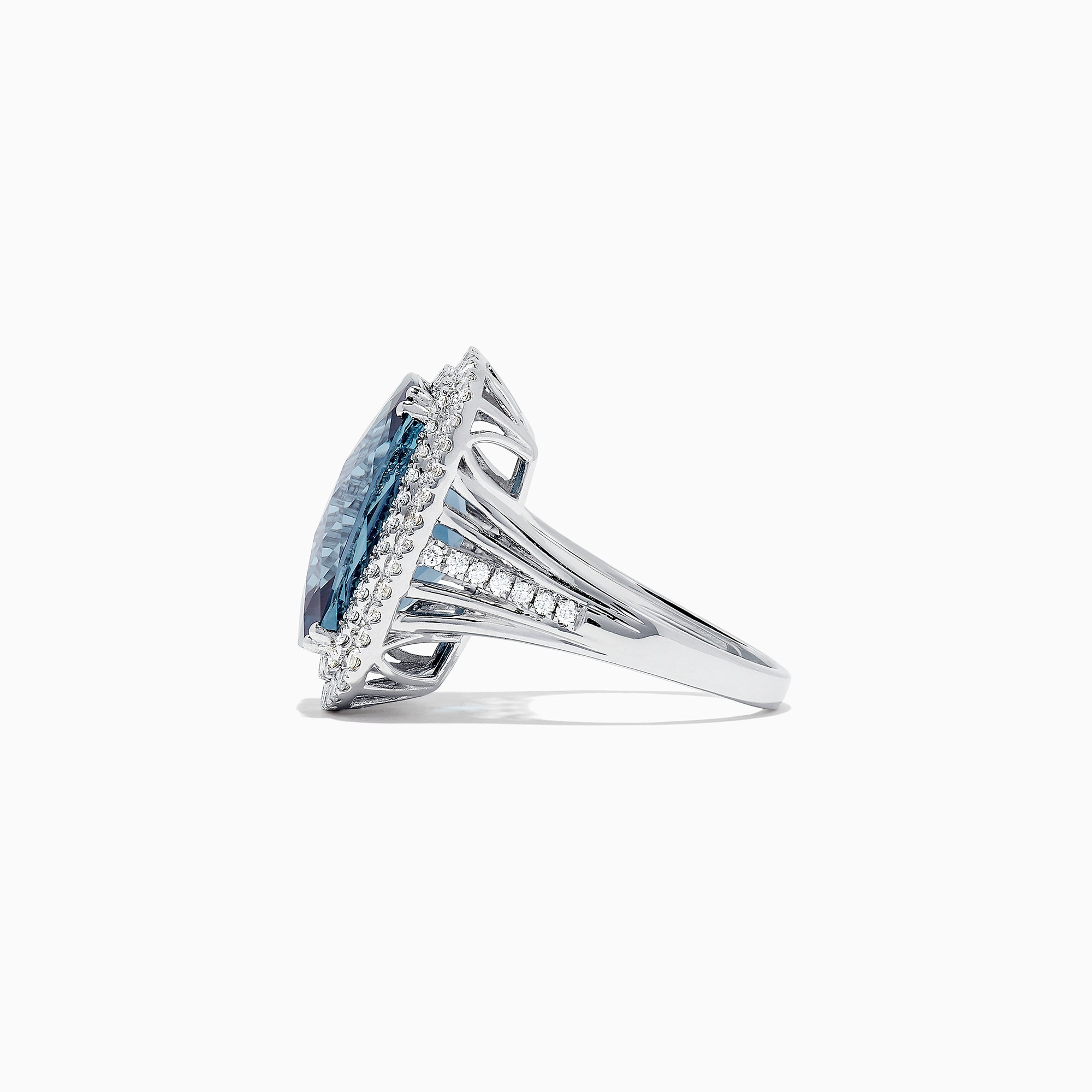 Effy Ocean Bleu 14K White Gold London Blue Topaz and Diamond Ring, 12.32 TCW