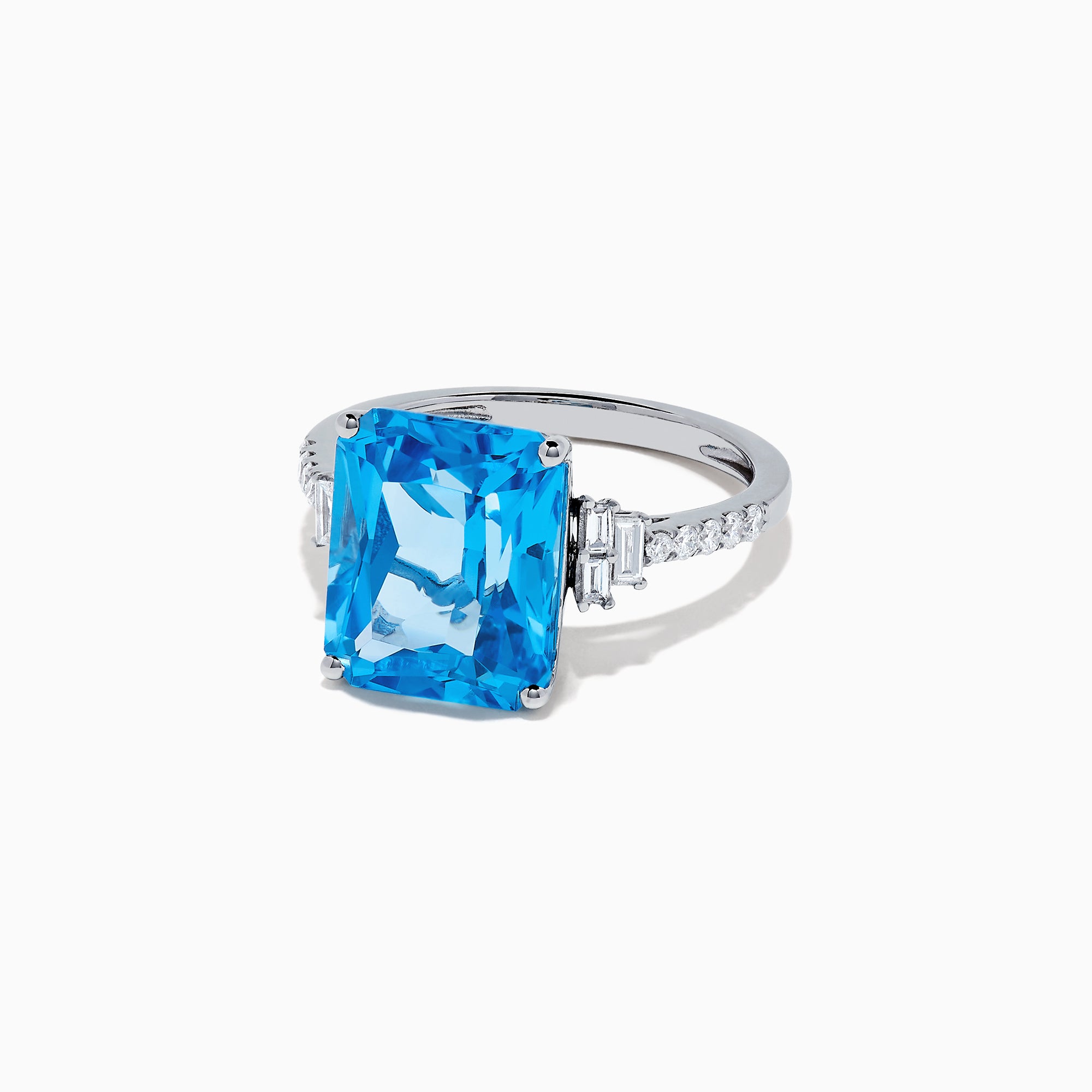 Effy Ocean Bleu 14K White Gold Blue Topaz and Diamond Ring, 8.83 TCW