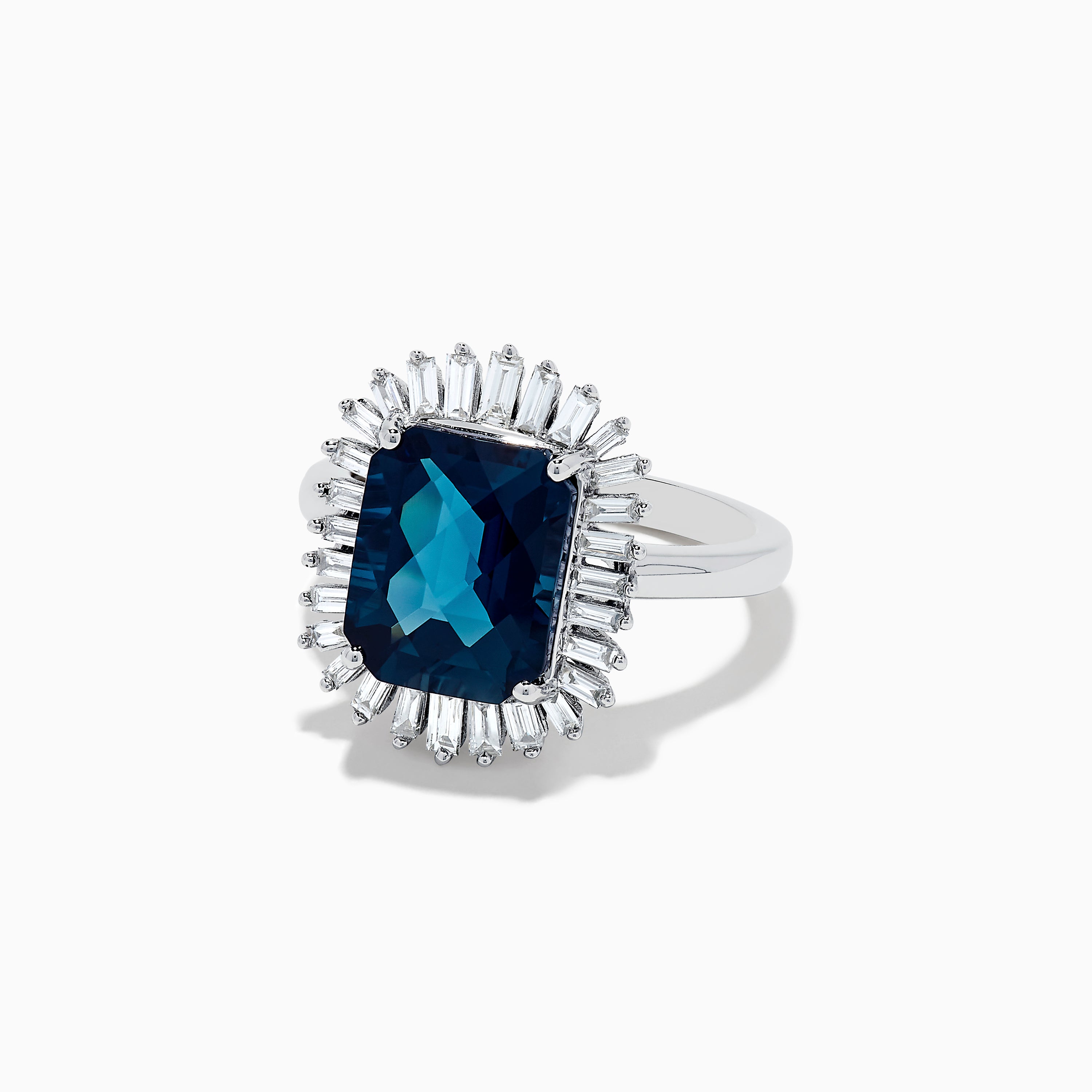 Effy Ocean Bleu 14K White Gold London Blue Topaz and Diamond Ring
