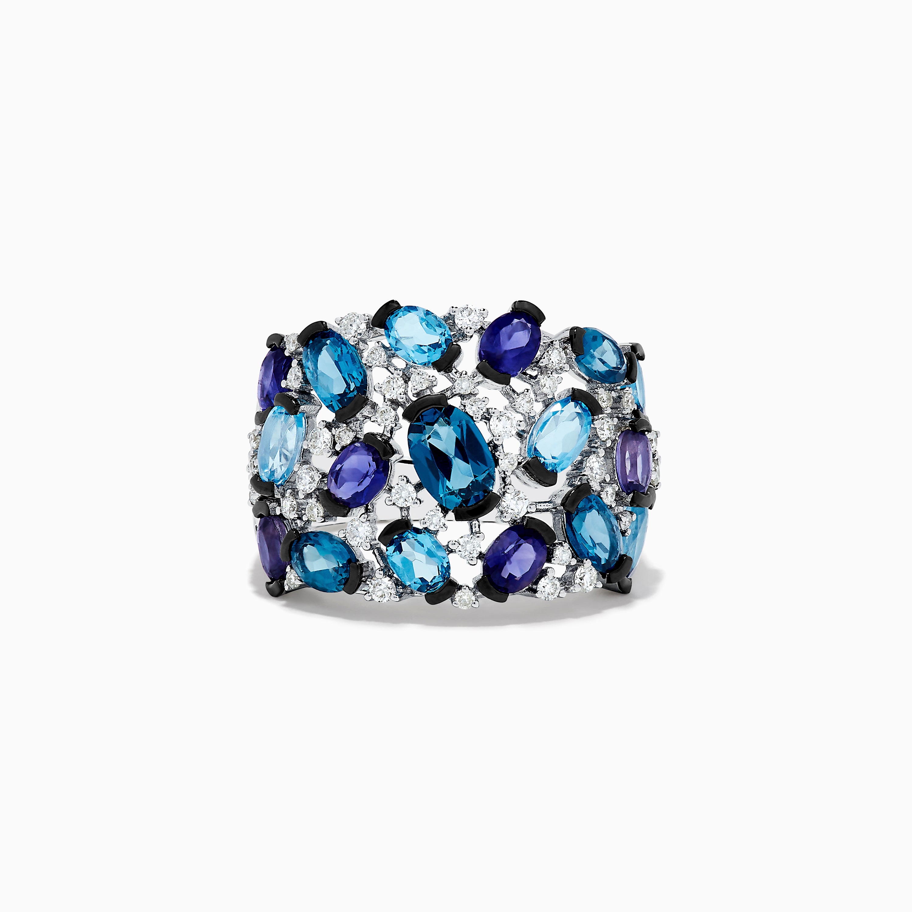 Effy Ocean Bleu 14K White Gold Multi Color Topaz and Diamond Ring