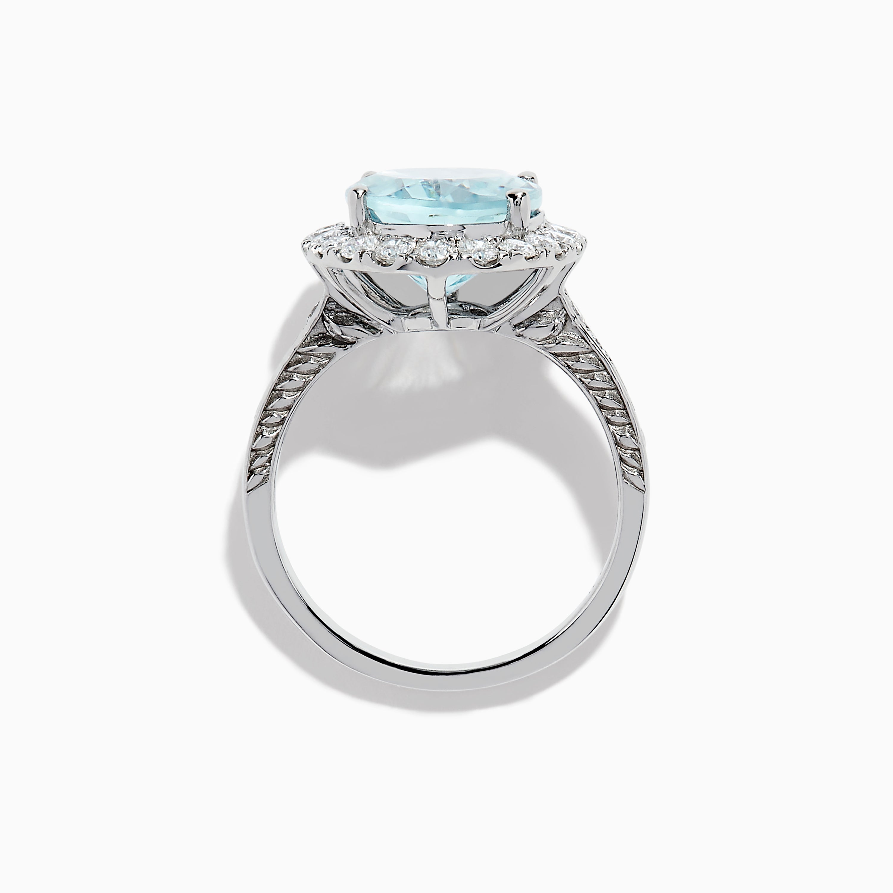 Effy Aquarius 14K White Gold Aquamarine and Diamond Oval Ring