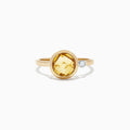 The Sunset 14K Yellow Gold Citrine and Diamond Ring, 1.53 TCW, features a round faceted citrine centerpiece accented by a small round diamond, shown against a plain white background.