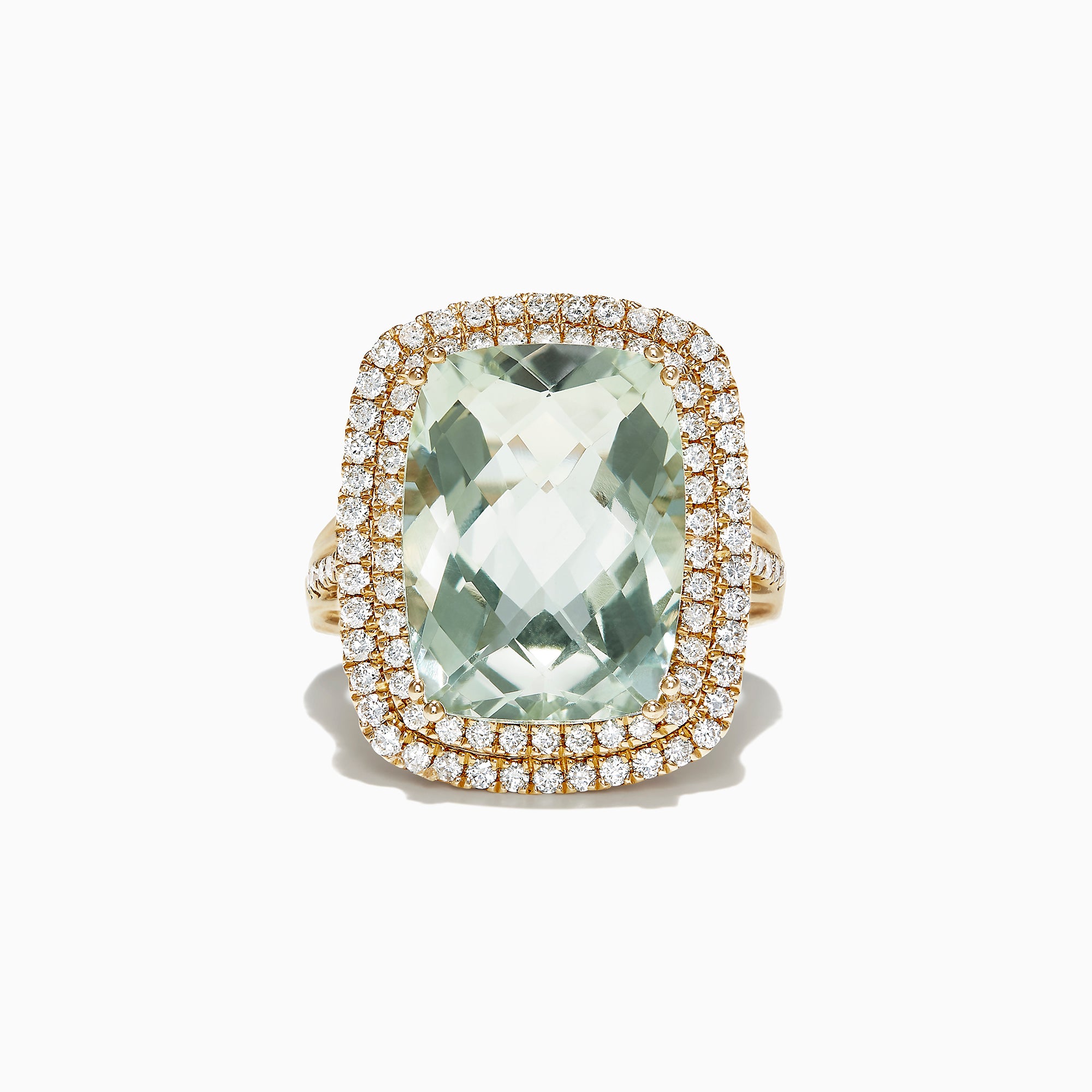 Effy 14K Yellow Gold Green Amethyst and Diamond Cocktail Ring, 11.22 TCW