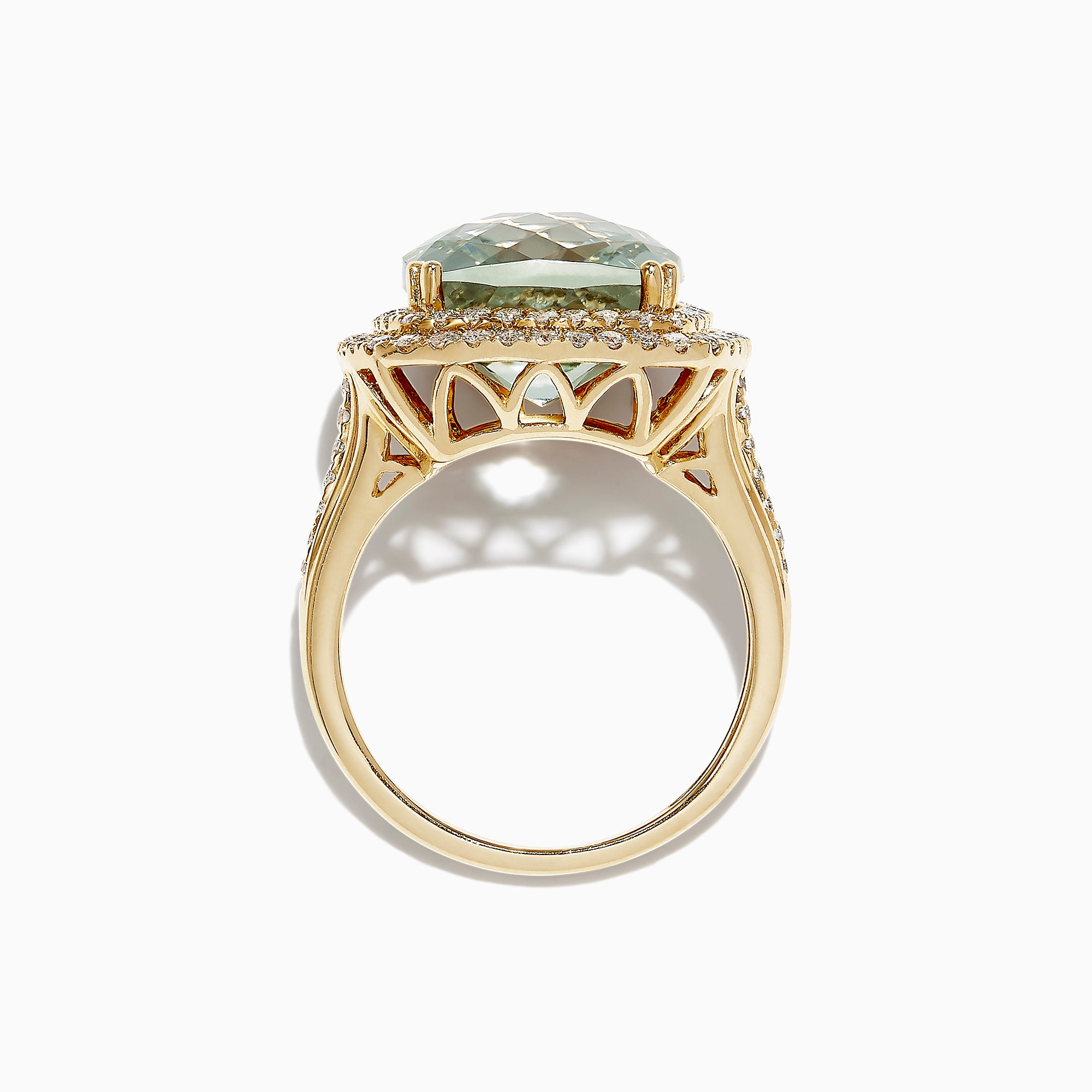 Effy 14K Yellow Gold Green Amethyst and Diamond Cocktail Ring, 11.22 TCW