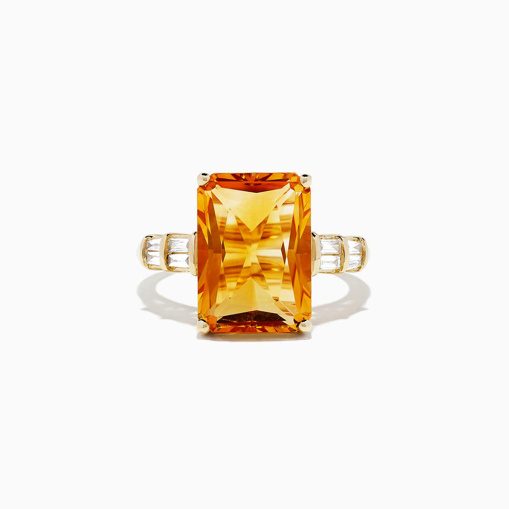Effy Sunset 14K Yellow Gold Citrine and Diamond Ring, 7.02 TCW