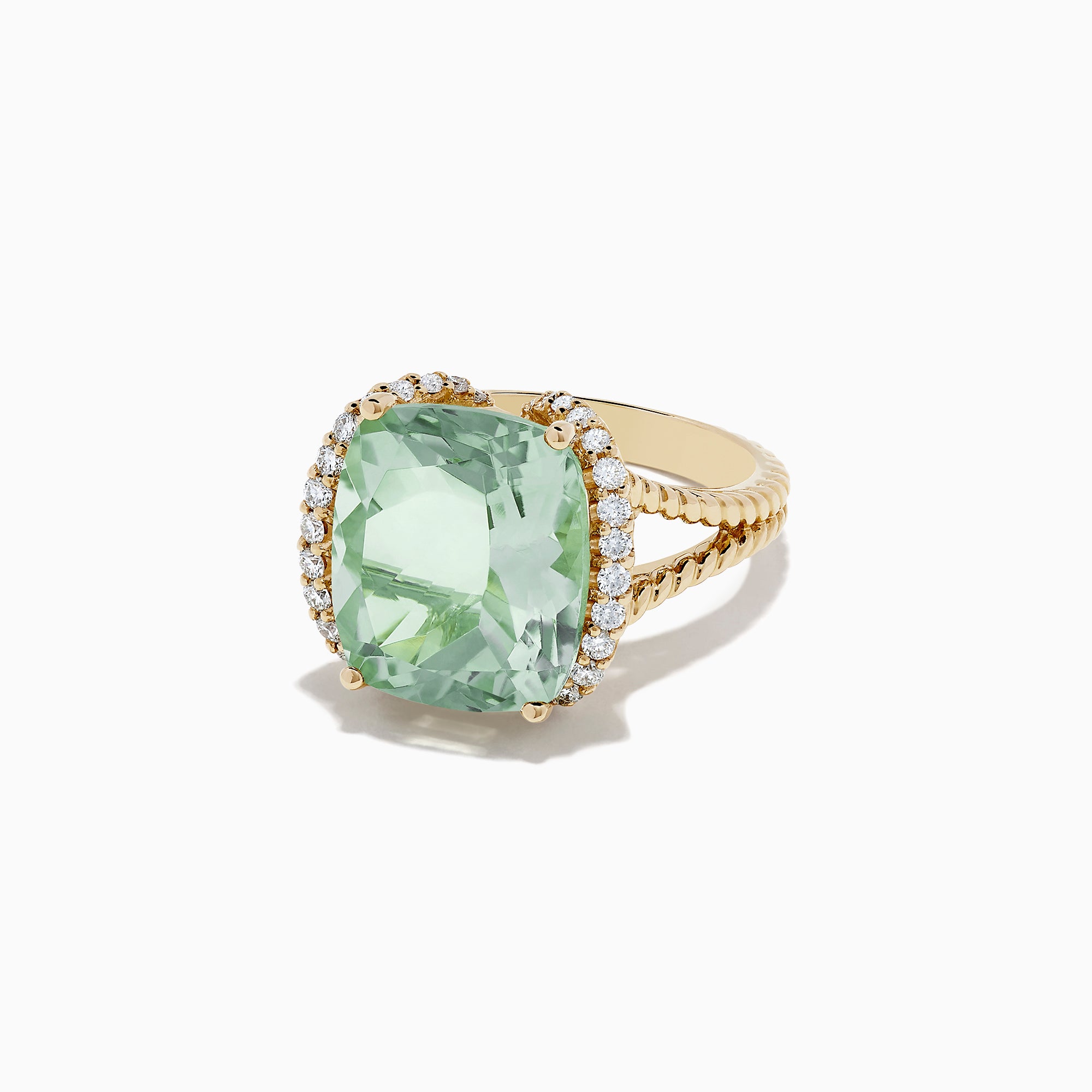 Effy 14K Yellow Gold Green Amethyst and Diamond Cocktail Ring, 7.63 TCW