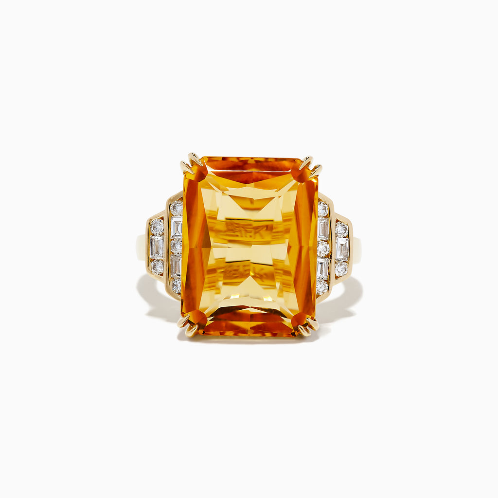 Effy Sunset 14K Yellow Gold Citrine and Diamond Ring