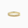 An 18K yellow gold band set with round brilliant yellow diamonds totaling 0.77 carats, displayed against a plain white background.