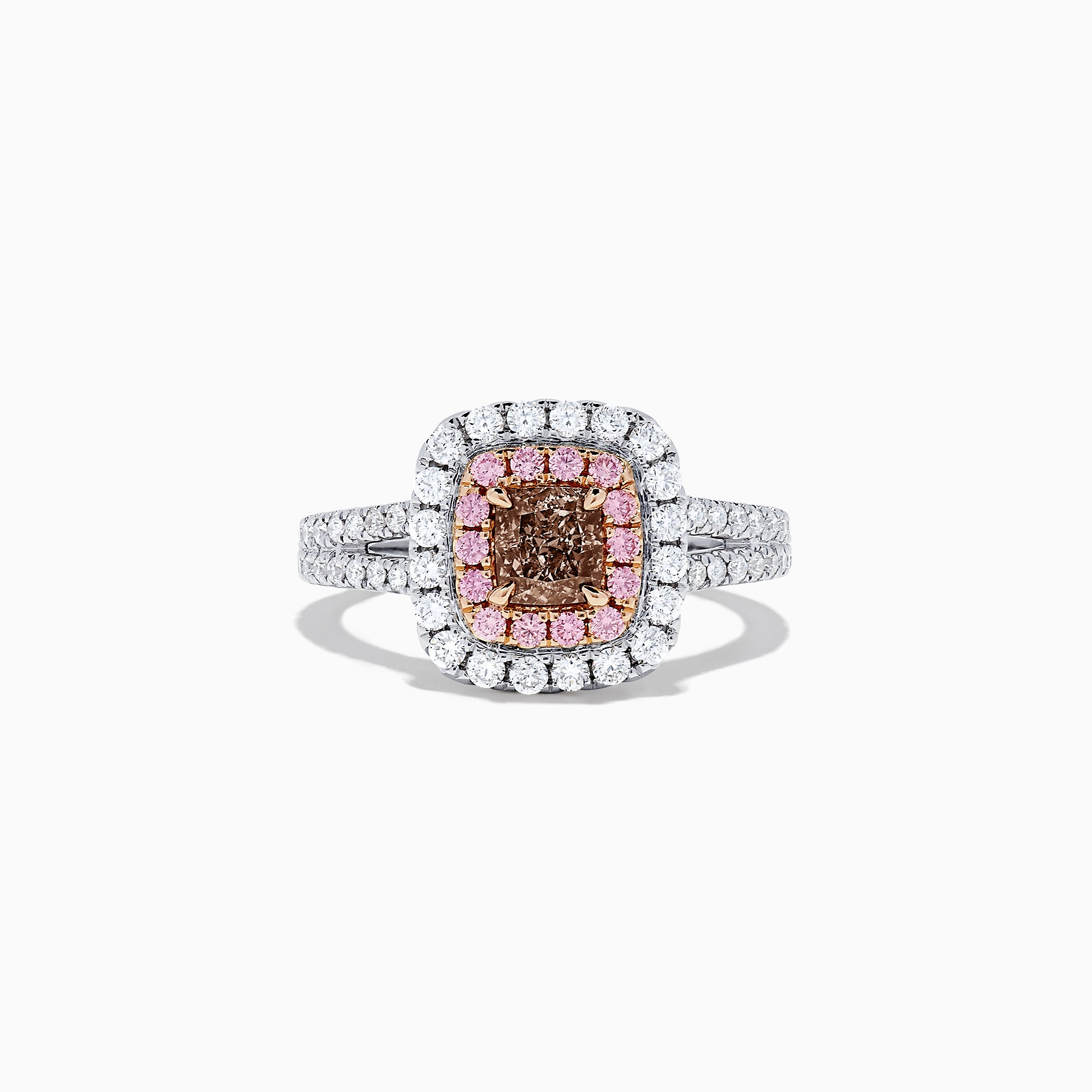 18K Gold White, Pink and GIA Certified Pinkish-Brown Diamond Ring, 1.44 TCW
