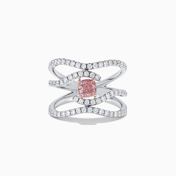 18K Gold White and GIA Certified Pinkish-Brown Diamond Ring