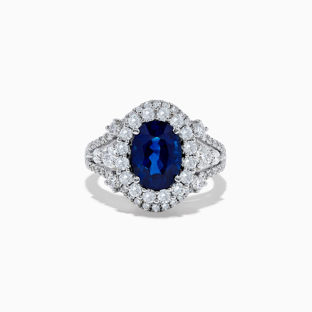 Effy Hematian 18K White Gold Blue Sapphire and Diamond Ring