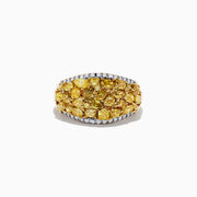 The 14K Yellow Gold Yellow and White Diamond Ring features yellow gemstones and white diamond borders, set in yellow gold, with a total carat weight of 3.00 for a radiant, eye-catching look.