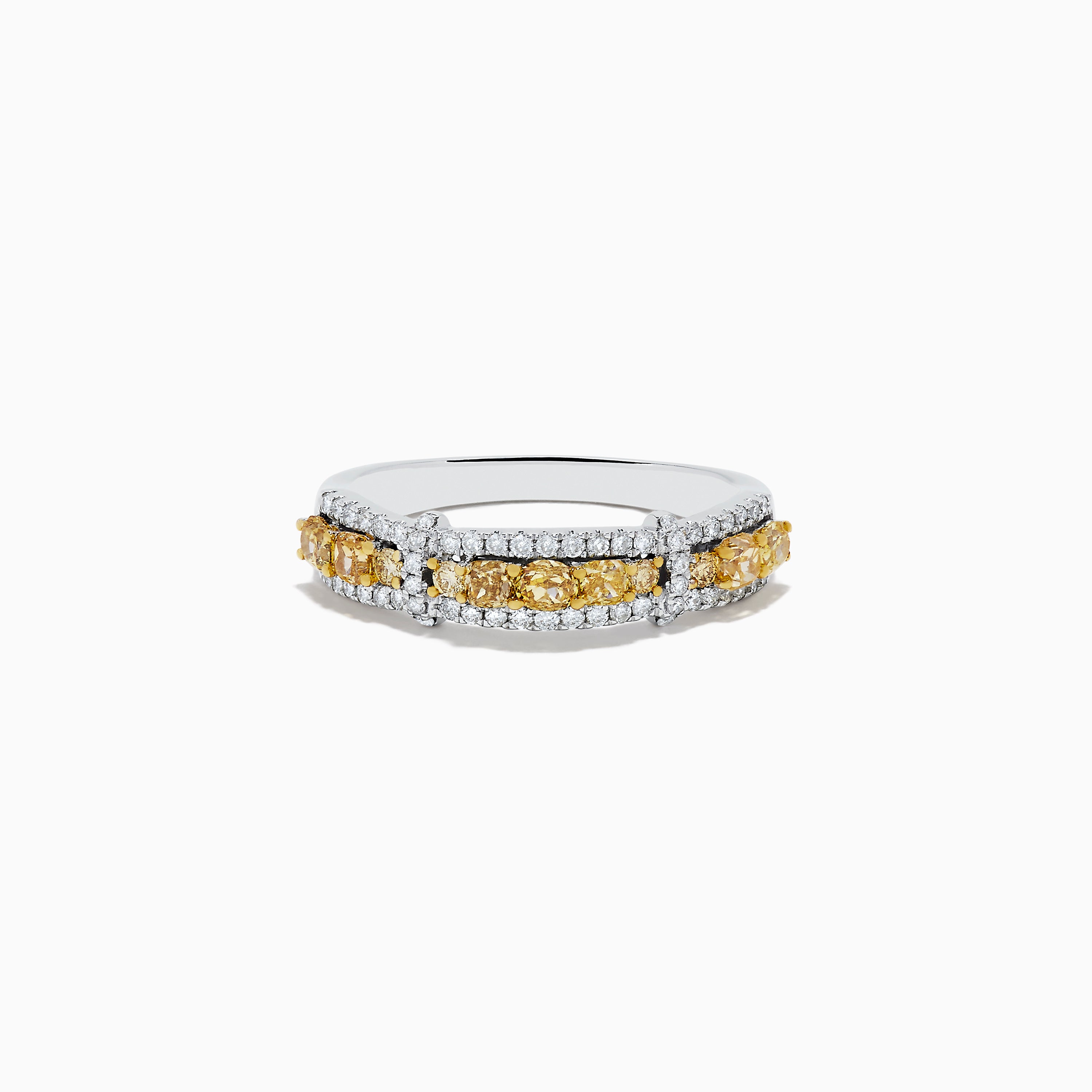 14K White Gold Fancy Yellow and White Diamond Ring, 1.00 TCW