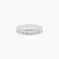 The 14K White Gold Channel Set Diamond Band, 0.50 TCW, features channel-set square-cut diamonds in a sleek white gold band, shown against a white background.