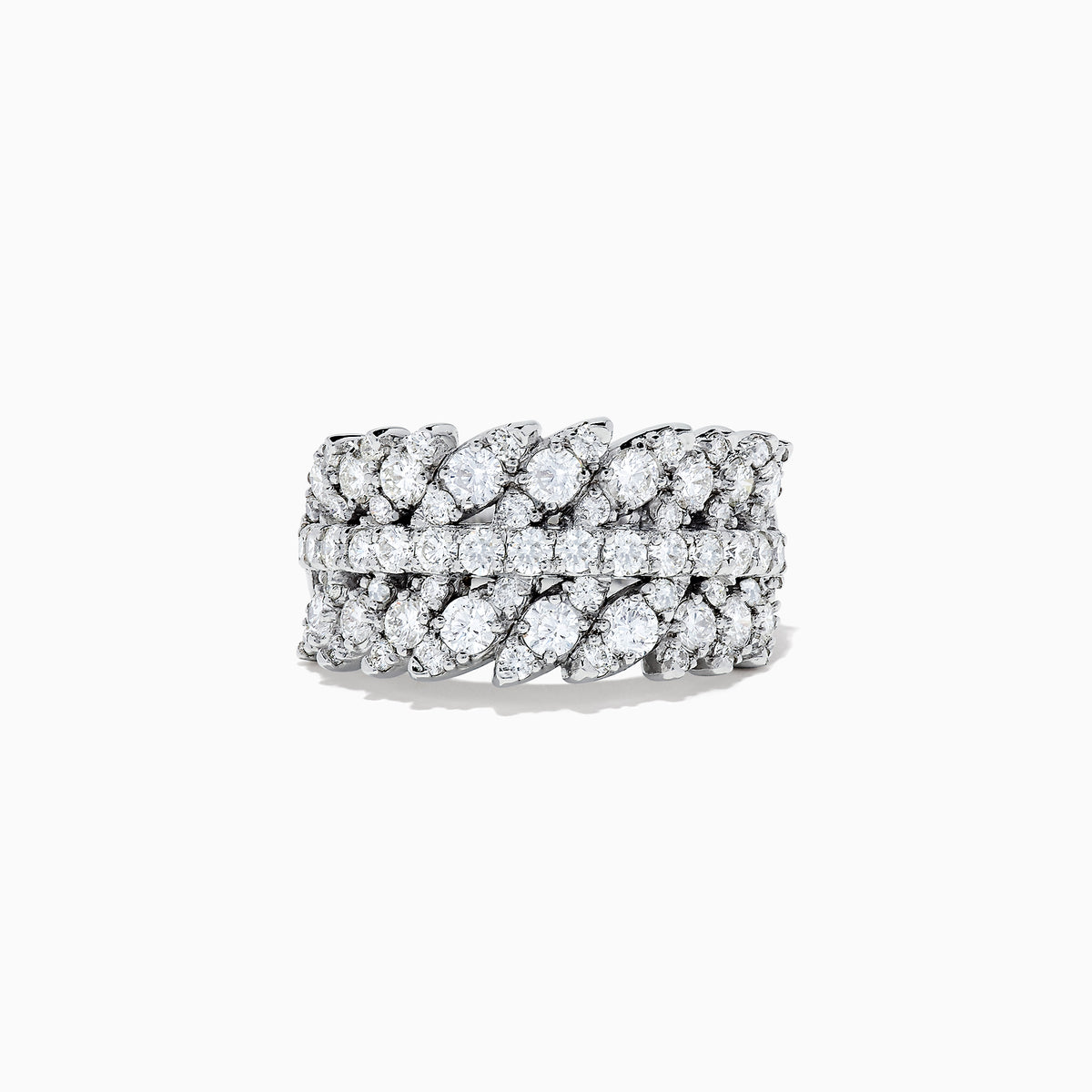 The Pave Classica 14K White Gold Diamond Ring features multiple rows of round and marquise-cut diamonds totaling 1.88 TCW, arranged in a leaf-inspired pattern against a white background.