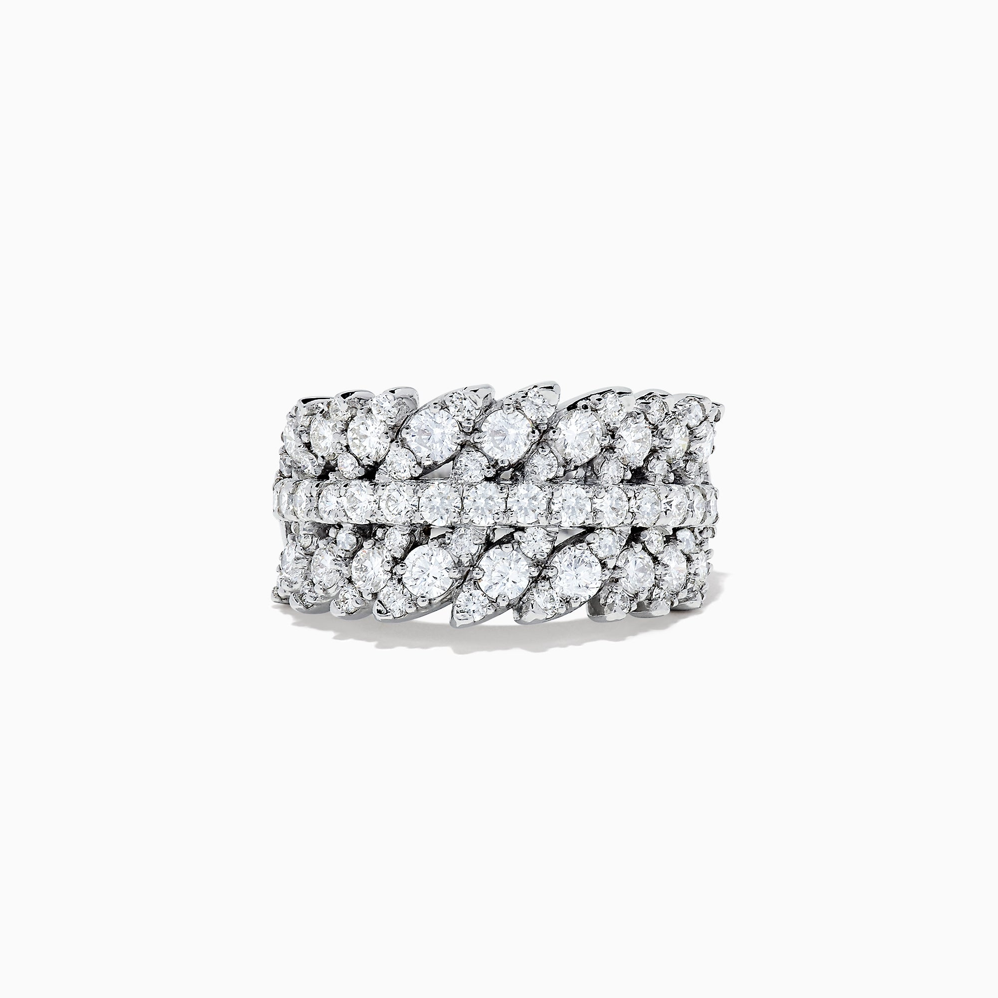 The Pave Classica 14K White Gold Diamond Ring features multiple rows of round and marquise-cut diamonds totaling 1.88 TCW, arranged in a leaf-inspired pattern against a white background.