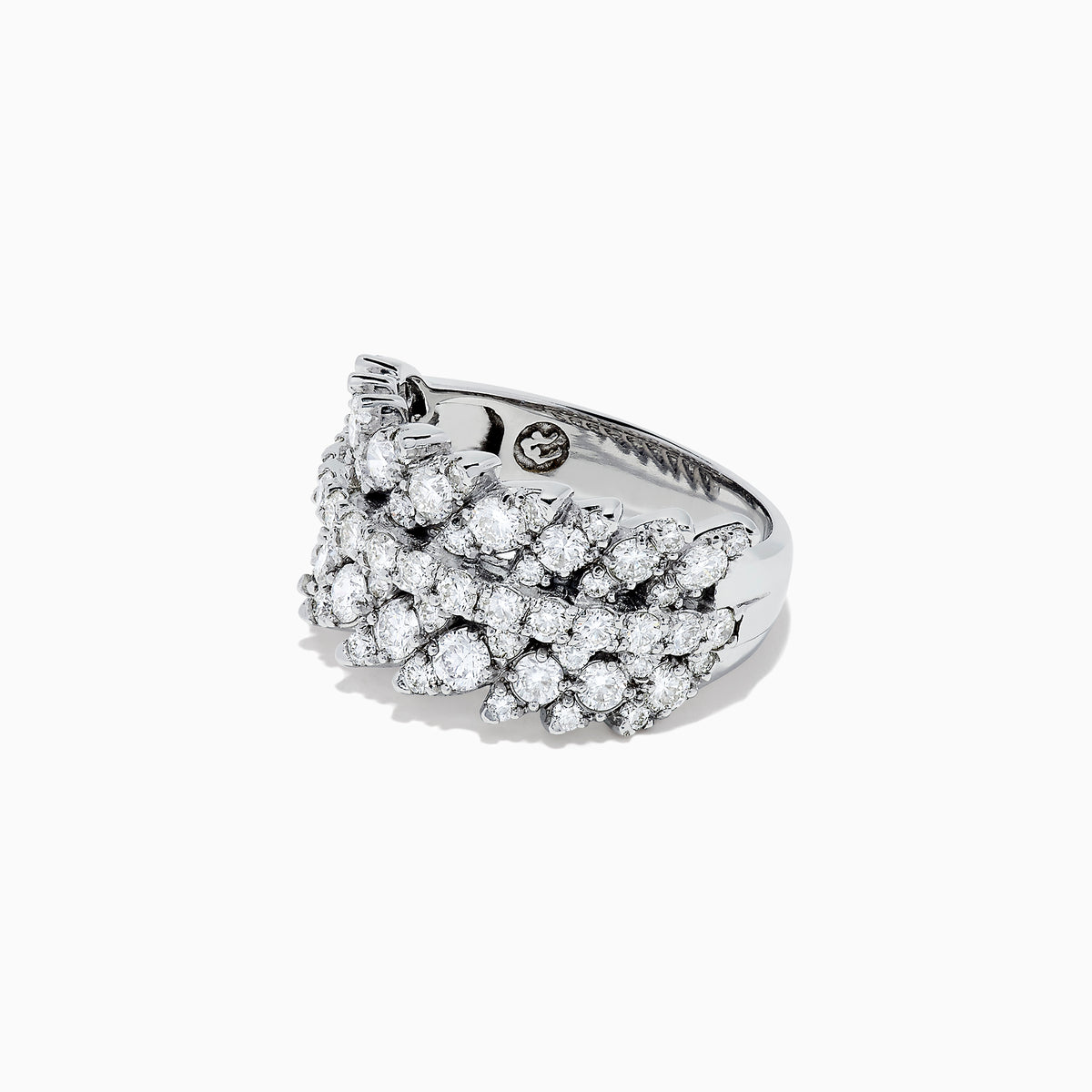 The Pave Classica 14K White Gold Diamond Ring features multiple rows of round and marquise-cut diamonds totaling 1.88 TCW, arranged in a leaf-inspired pattern against a white background.