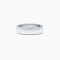 Mens 14K White Gold Diamond Ring, 0.74 TCW, features a wide band with a polished finish and smooth design, displayed on a plain white background.