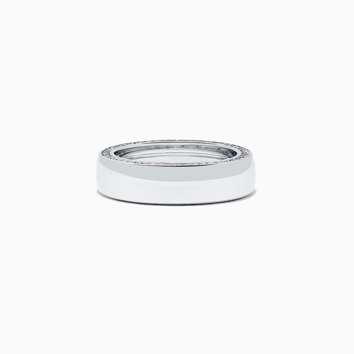 Mens 14K White Gold Diamond Ring, 0.74 TCW, features a wide band with a polished finish and smooth design, displayed on a plain white background.