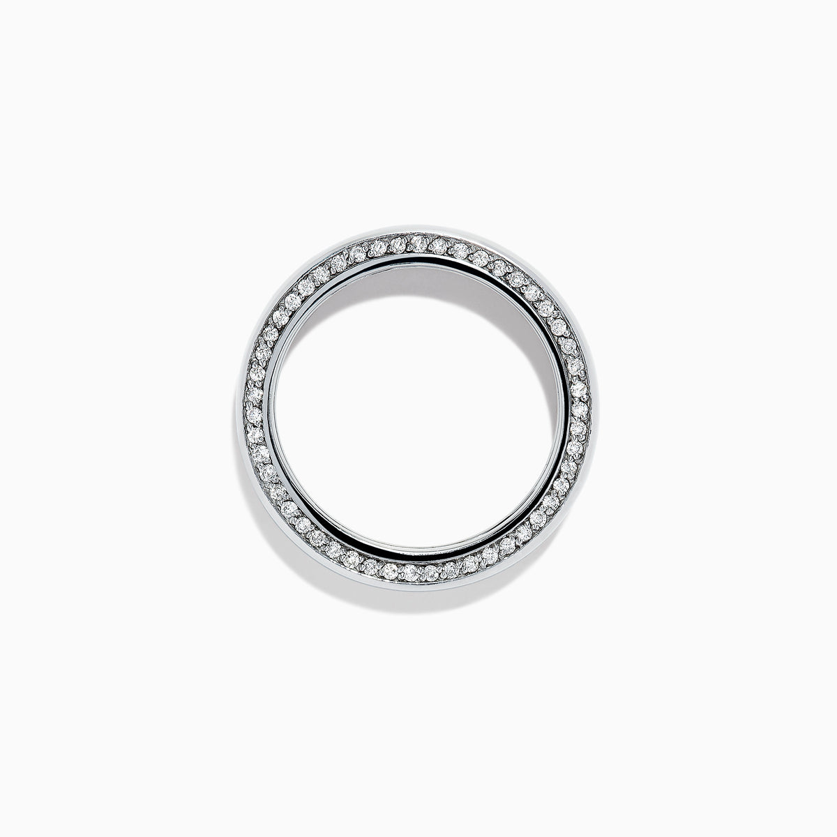 Mens 14K White Gold Diamond Ring, 0.74 TCW, features a wide band with a polished finish and smooth design, displayed on a plain white background.
